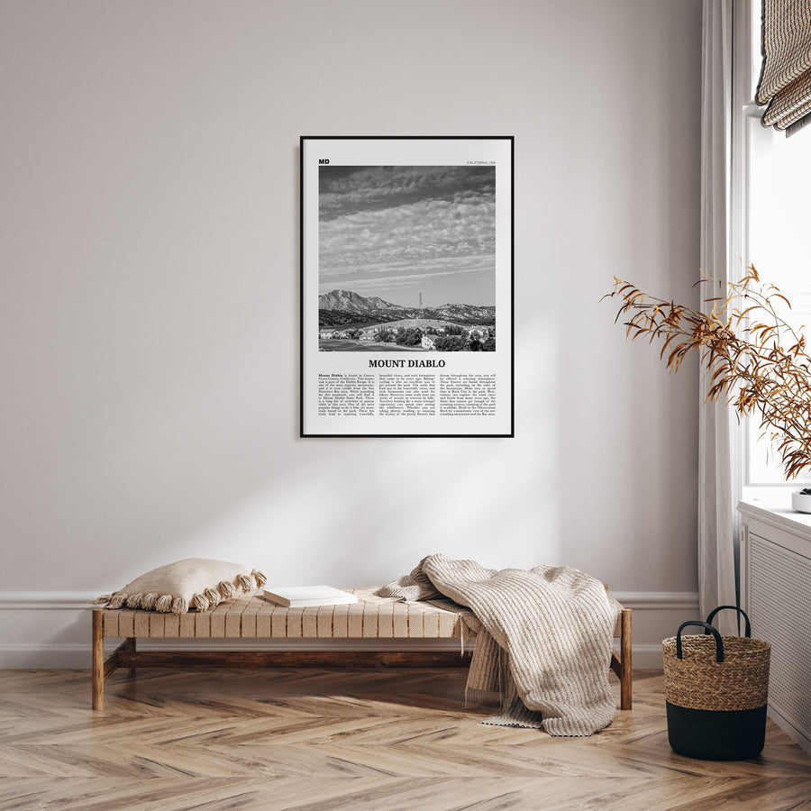 Mount Diablo Travel B&W Poster