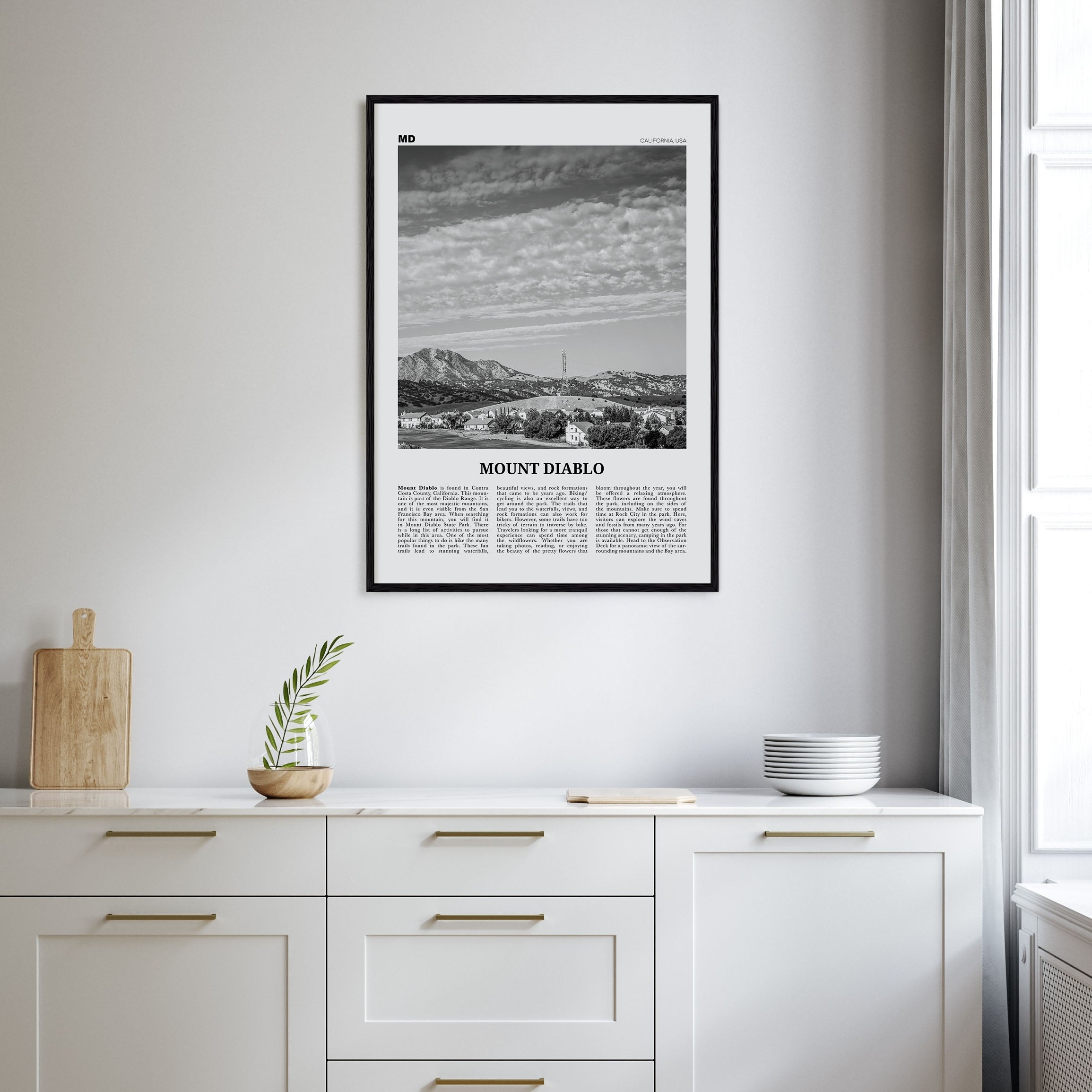 Mount Diablo Travel B&W Poster