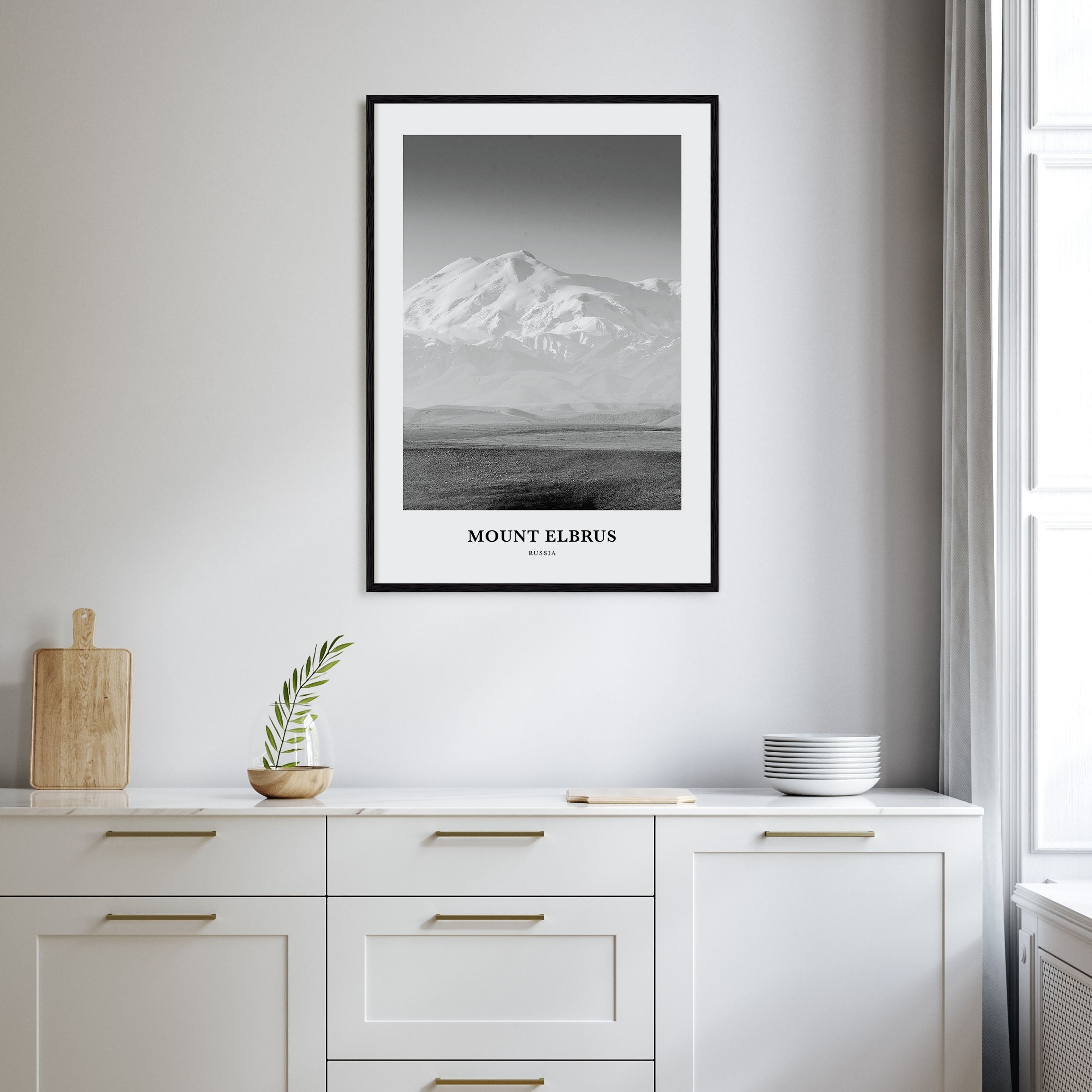 Mount Elbrus Portrait B&W Poster