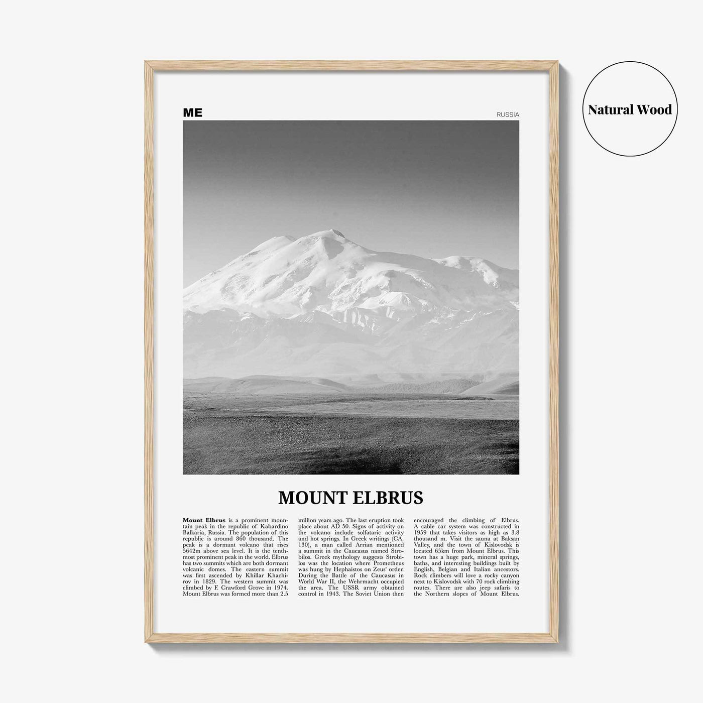 Mount Elbrus Print Black and White, Mount Elbrus Wall Art, Mount Elbrus Poster, Mount Elbrus Photo, Mount Elbrus Wall Décor, Russia