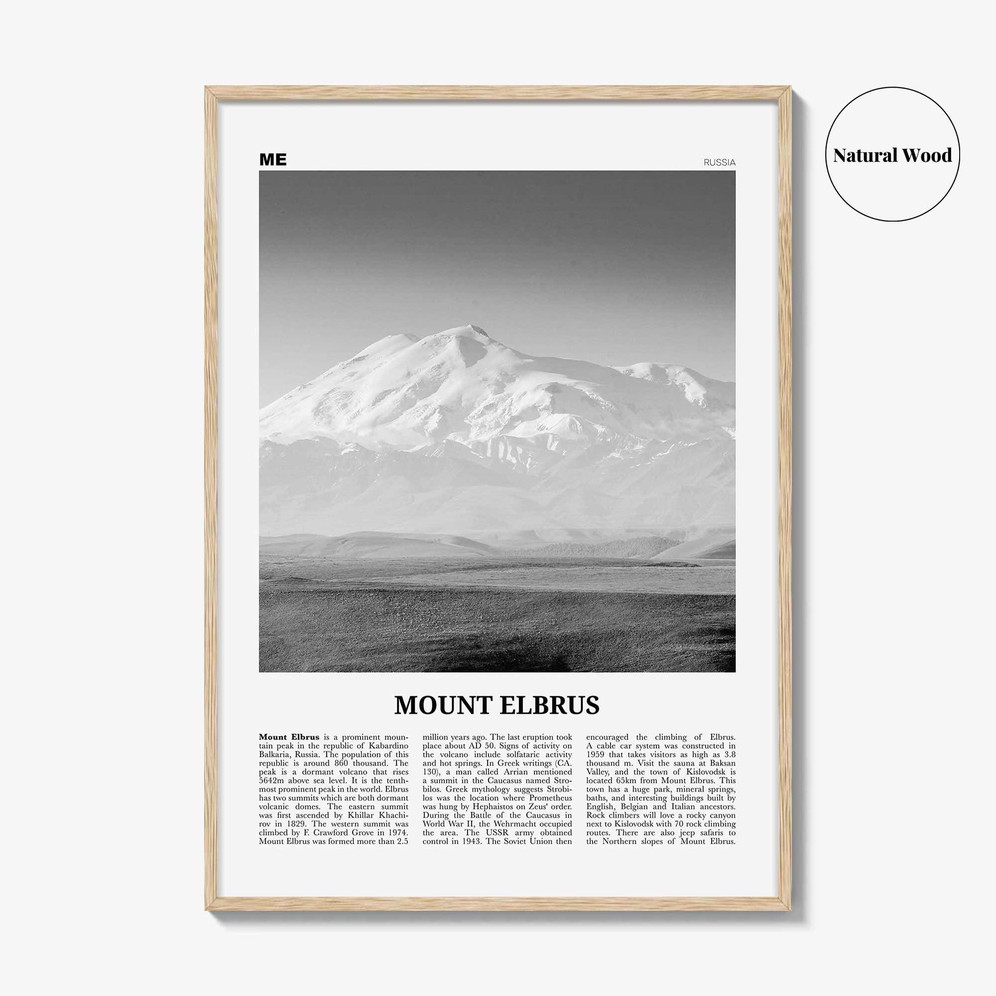 Mount Elbrus Print Black and White, Mount Elbrus Wall Art, Mount Elbrus Poster, Mount Elbrus Photo, Mount Elbrus Wall Décor, Russia