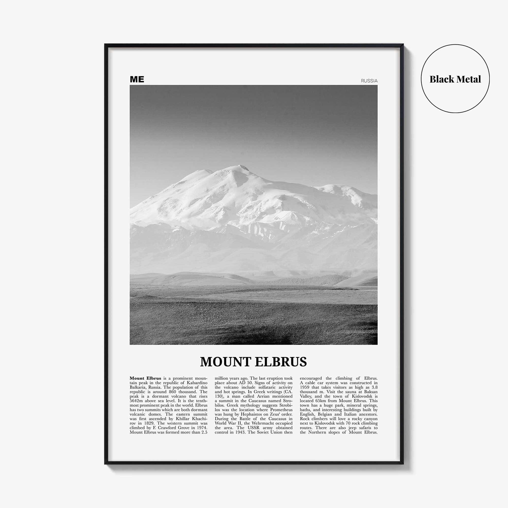 Mount Elbrus Print Black and White, Mount Elbrus Wall Art, Mount Elbrus Poster, Mount Elbrus Photo, Mount Elbrus Wall Décor, Russia