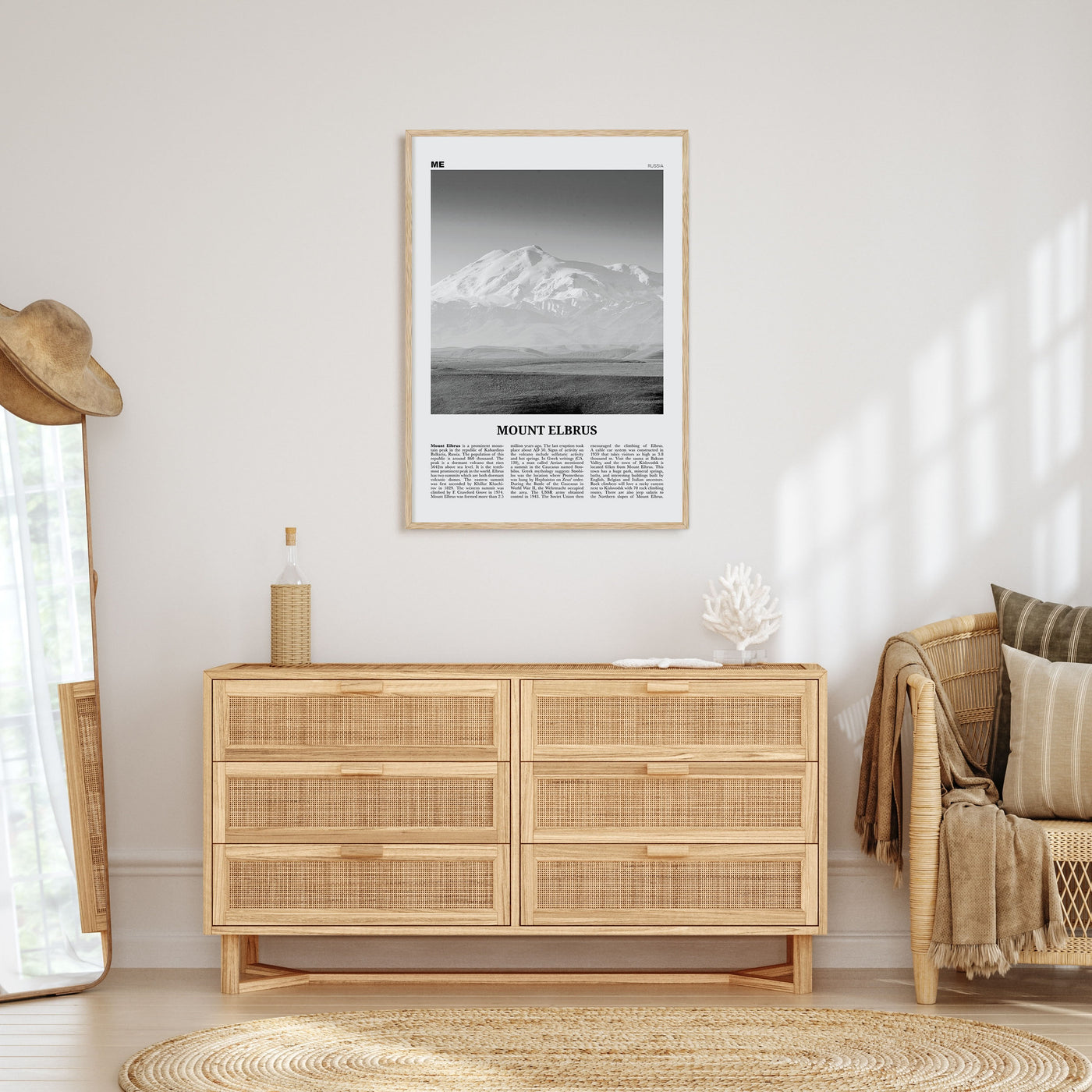 Mount Elbrus Travel B&W Poster