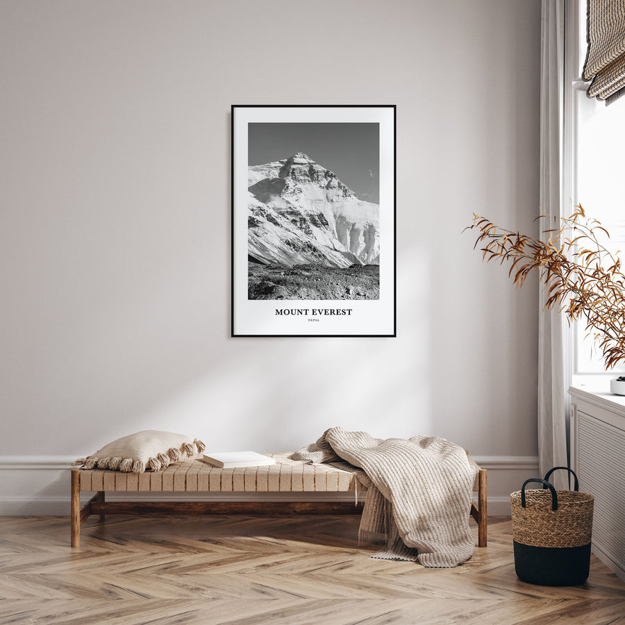 Mount Everest Portrait B&W Poster