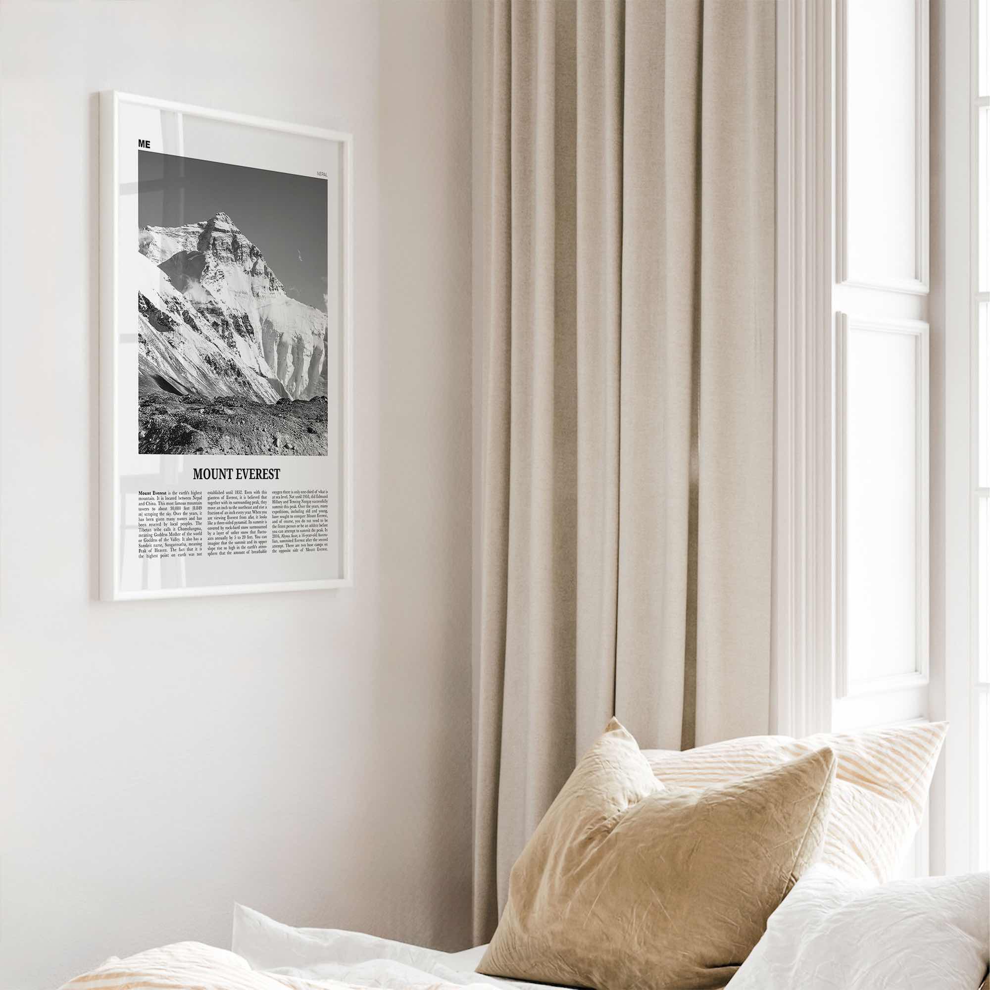 Mount Everest Print Black and White, Mount Everest Wall Art, Mount Everest Poster, Mount Everest Photo, Kala Patthar, Nepal, Himalaya