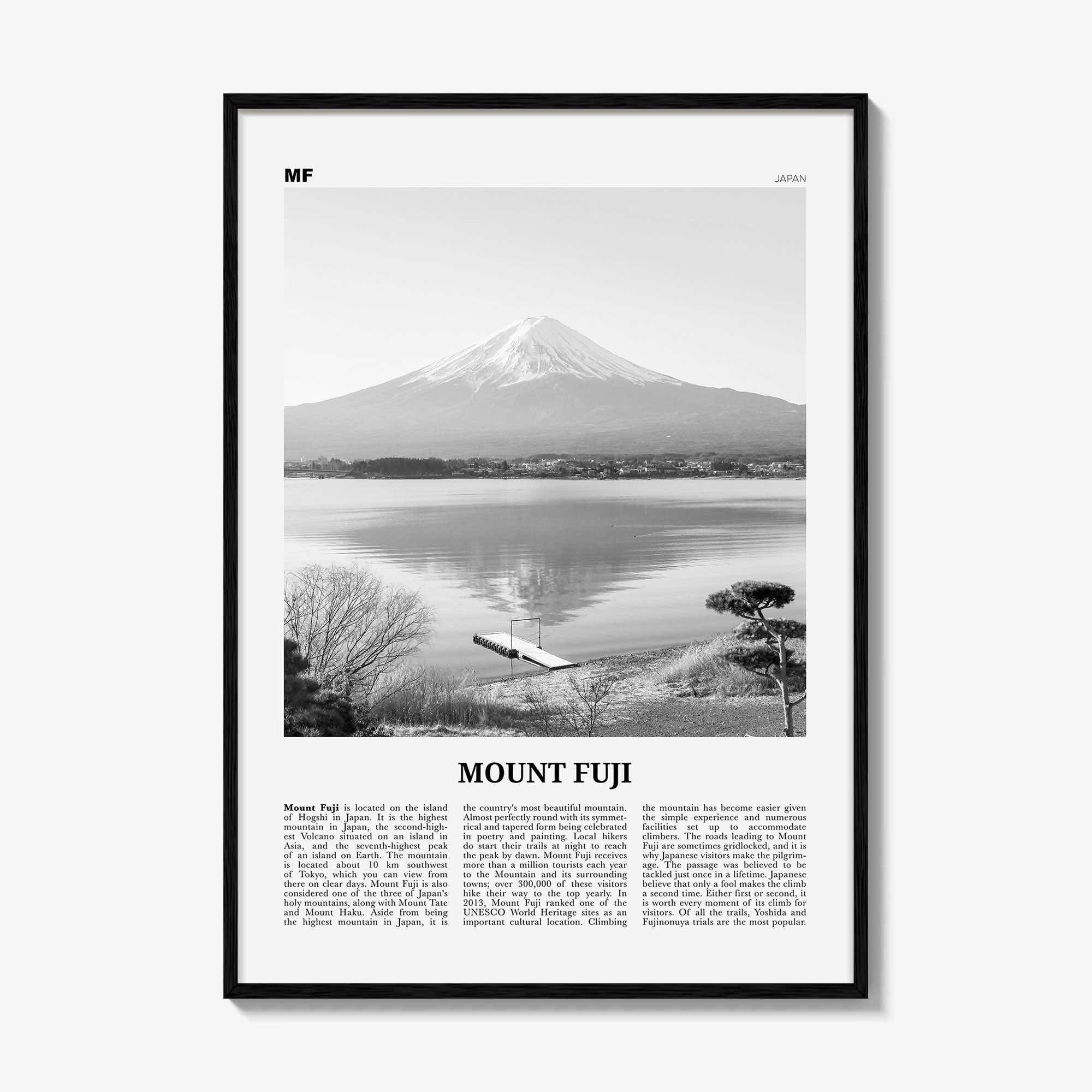 Mount Fuji Print Black and White, Mount Fuji Wall Art, Mount Fuji Poster, Mount Fuji Photo, Japan, 富士山, Fujisan, Honshū