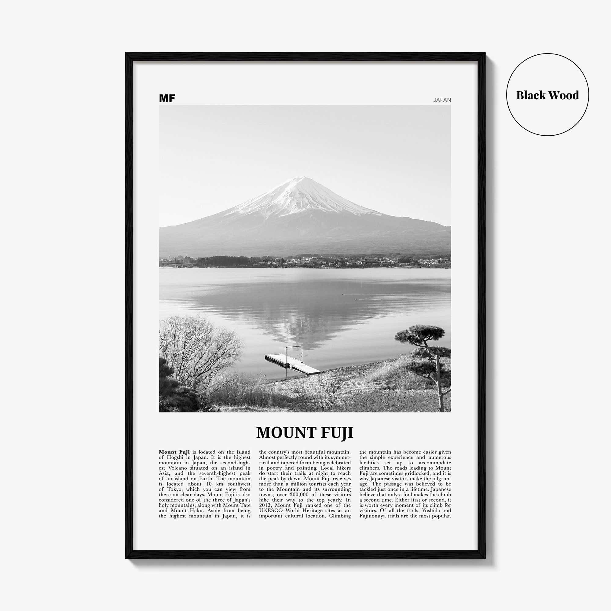 Mount Fuji Print Black and White, Mount Fuji Wall Art, Mount Fuji Poster, Mount Fuji Photo, Japan, 富士山, Fujisan, Honshū