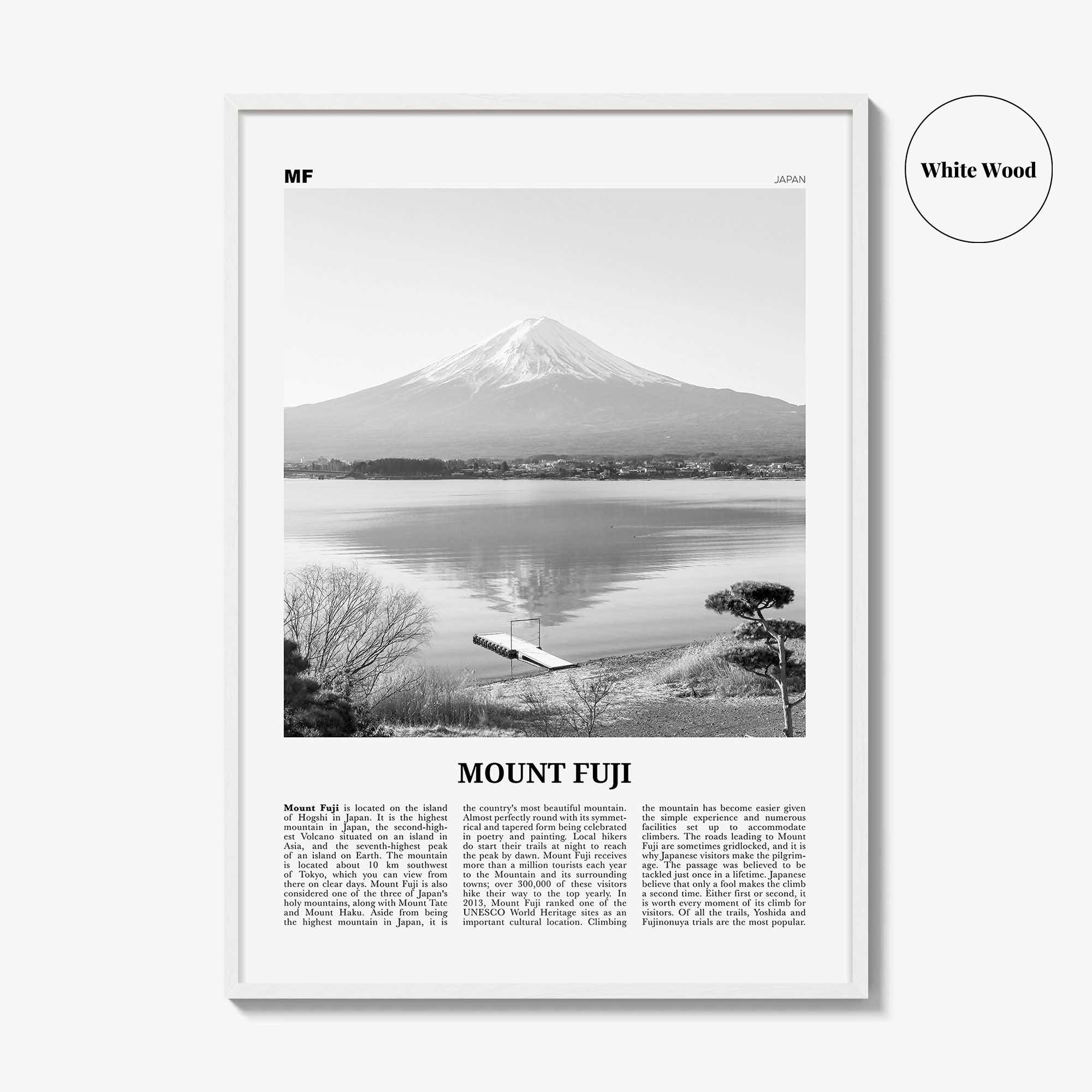 Mount Fuji Print Black and White, Mount Fuji Wall Art, Mount Fuji Poster, Mount Fuji Photo, Japan, 富士山, Fujisan, Honshū