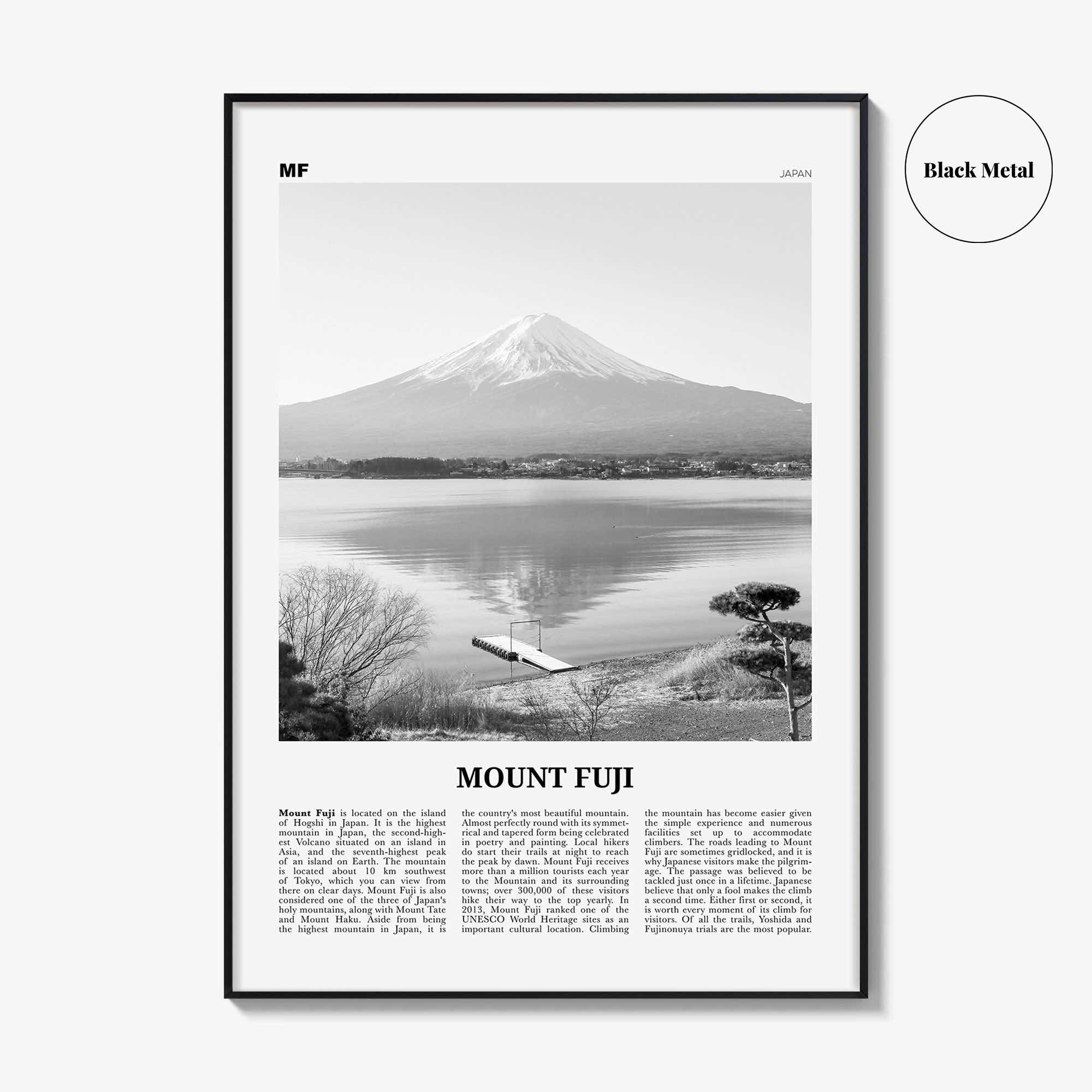 Mount Fuji Print Black and White, Mount Fuji Wall Art, Mount Fuji Poster, Mount Fuji Photo, Japan, 富士山, Fujisan, Honshū