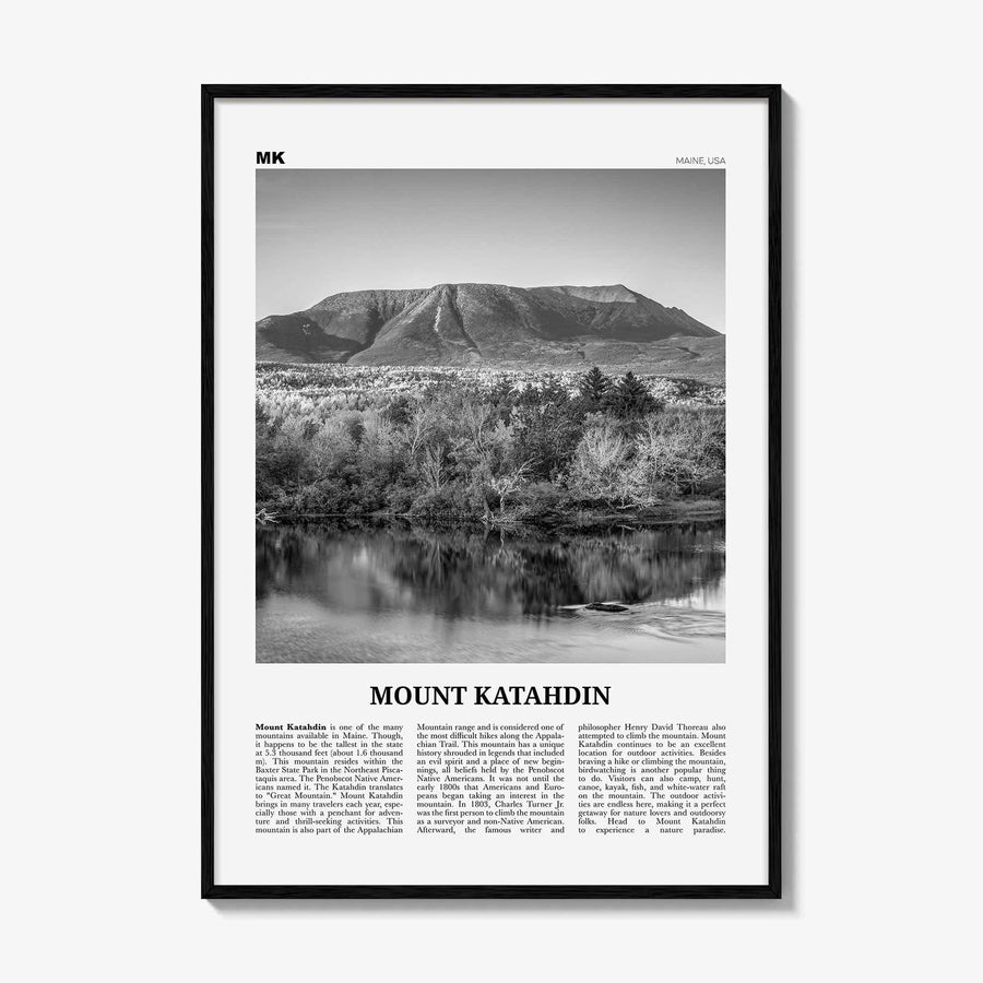 Mount Katahdin Print Black and White, Mount Katahdin Wall Art, Mount Katahdin Poster, Mount Katahdin Photo, Maine, USA