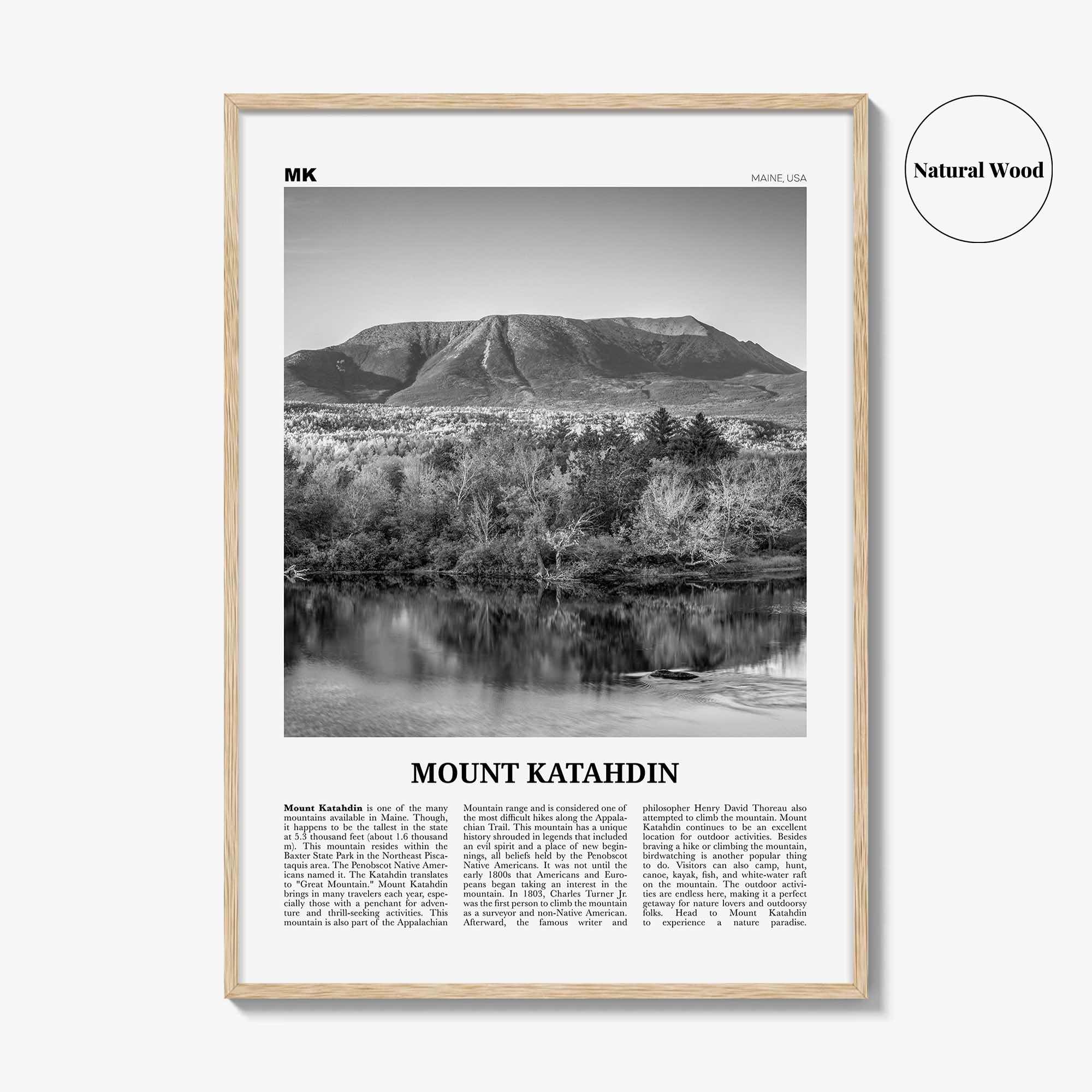 Mount Katahdin Print Black and White, Mount Katahdin Wall Art, Mount Katahdin Poster, Mount Katahdin Photo, Maine, USA