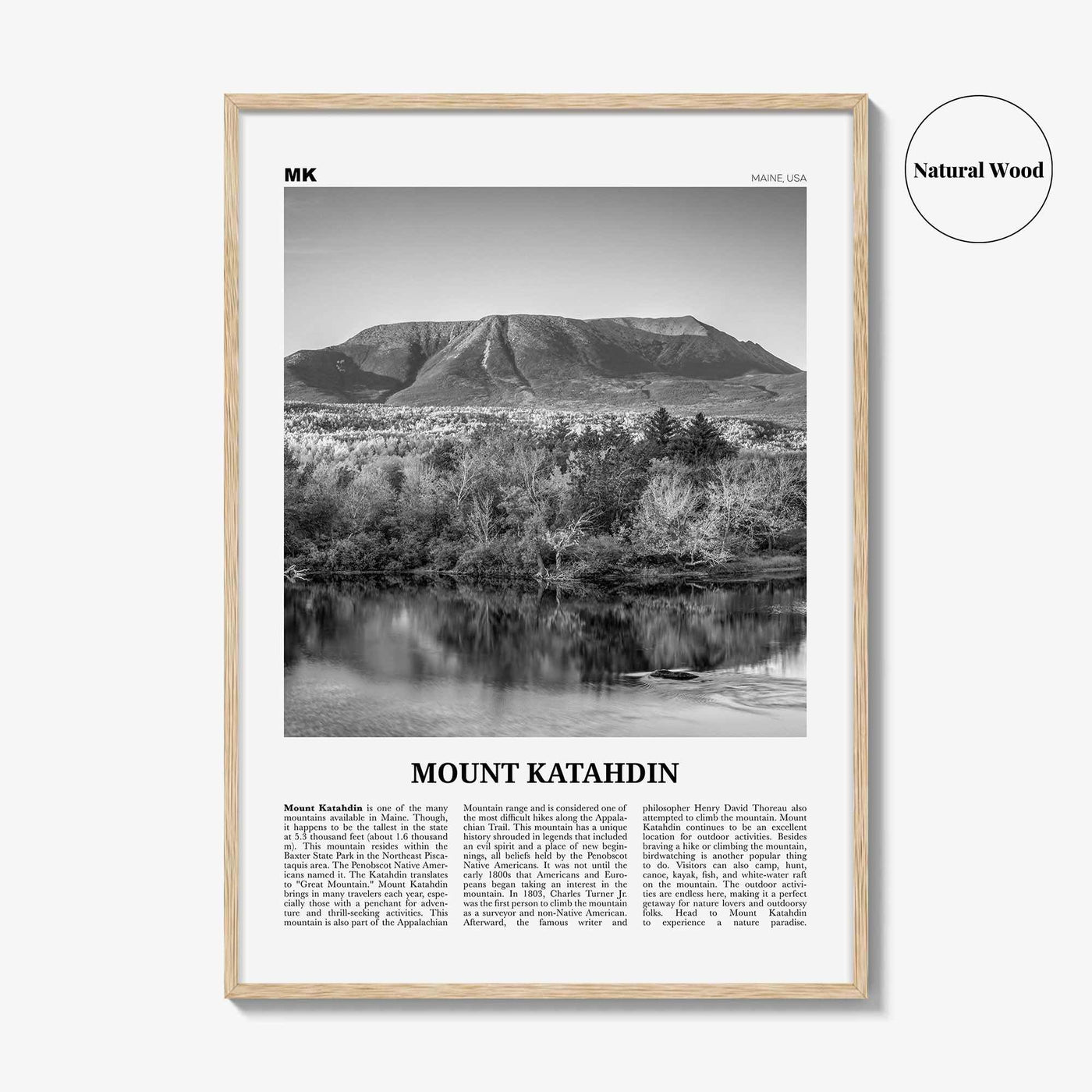 Mount Katahdin Print Black and White, Mount Katahdin Wall Art, Mount Katahdin Poster, Mount Katahdin Photo, Maine, USA