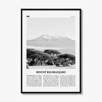 Mount Kilimanjaro Print Black and White, Mount Kilimanjaro Wall Art, Mount Kilimanjaro Poster, Mount Kilimanjaro Photo, Tanzania