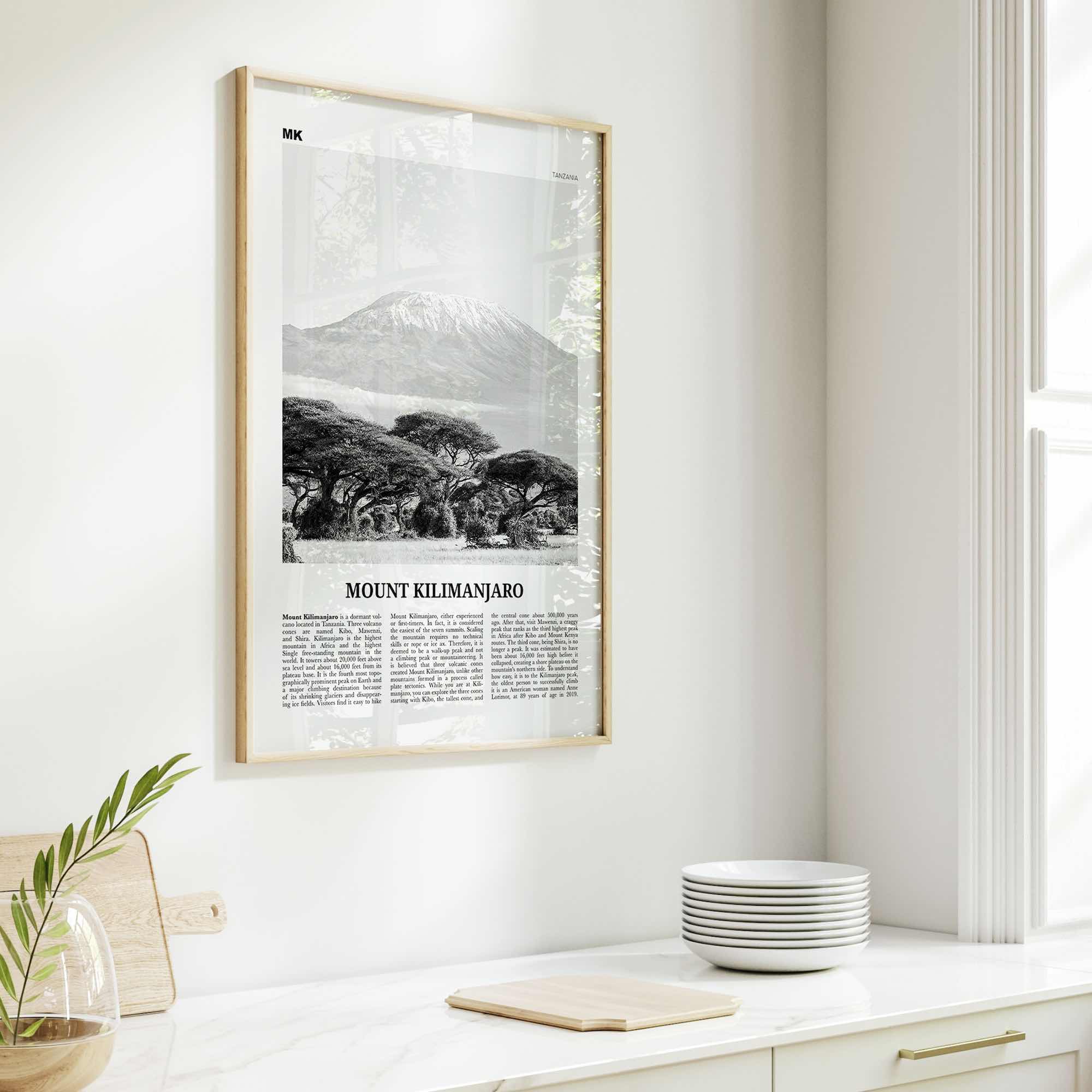 Mount Kilimanjaro Print Black and White, Mount Kilimanjaro Wall Art, Mount Kilimanjaro Poster, Mount Kilimanjaro Photo, Tanzania