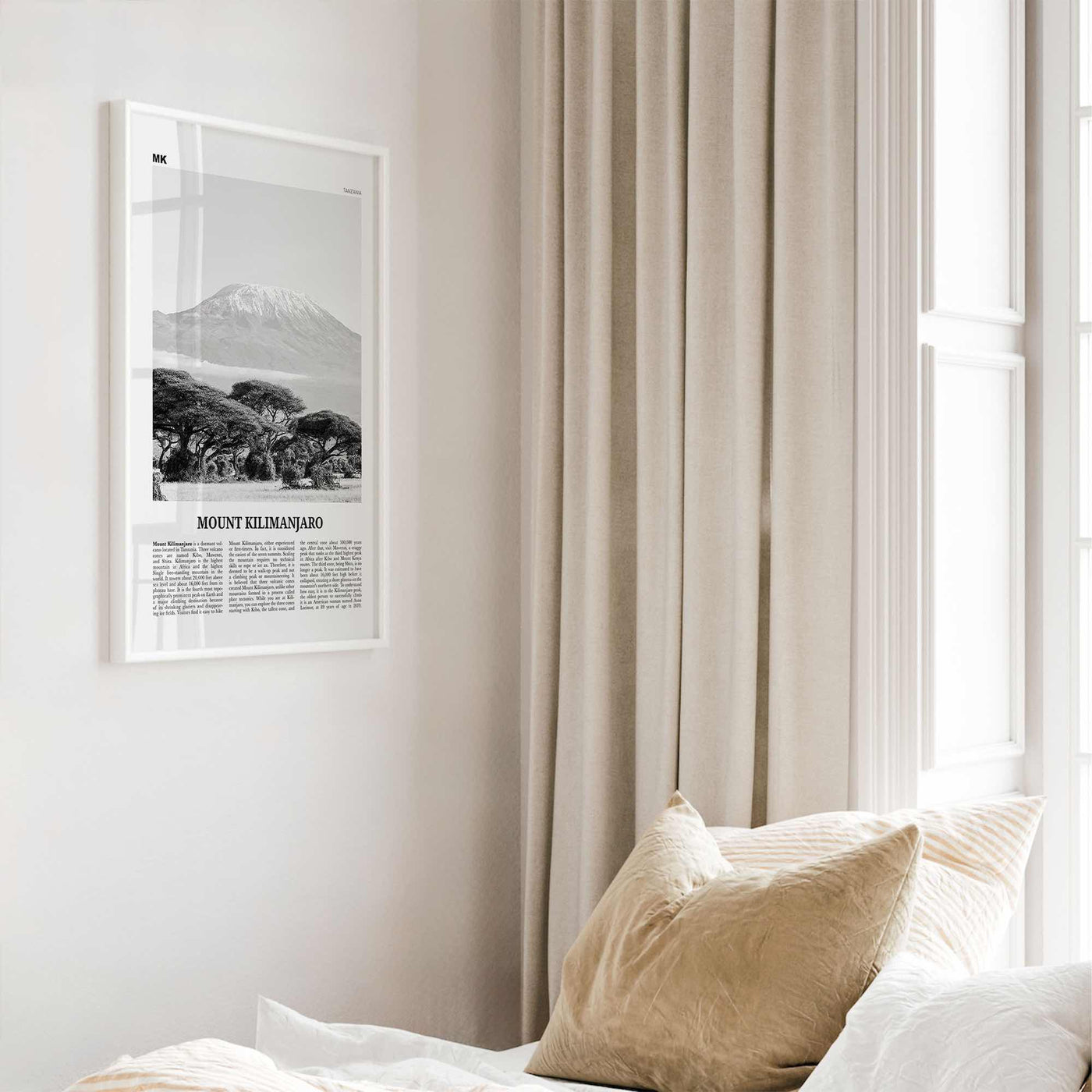 Mount Kilimanjaro Print Black and White, Mount Kilimanjaro Wall Art, Mount Kilimanjaro Poster, Mount Kilimanjaro Photo, Tanzania