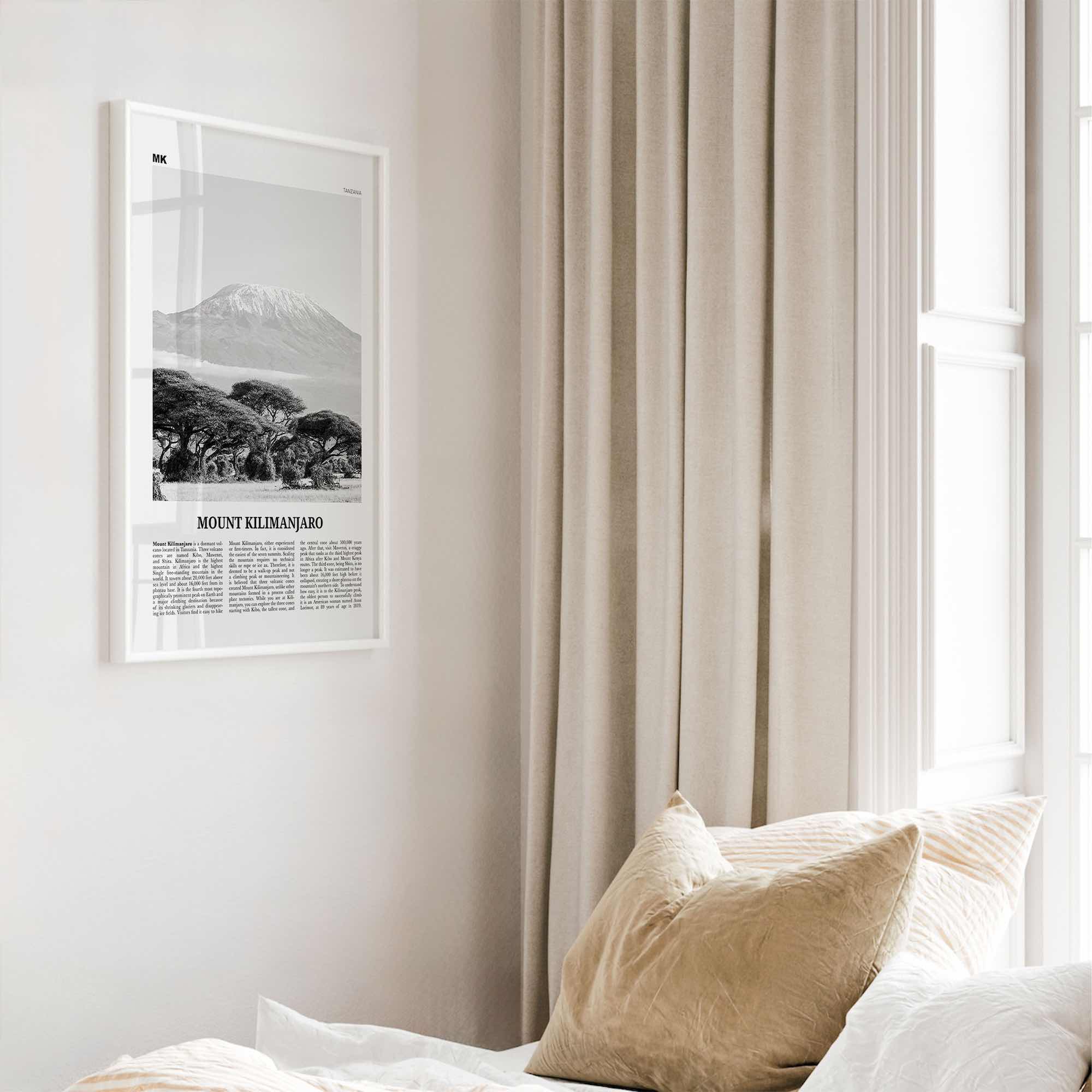 Mount Kilimanjaro Print Black and White, Mount Kilimanjaro Wall Art, Mount Kilimanjaro Poster, Mount Kilimanjaro Photo, Tanzania