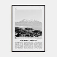 Mount Kilimanjaro Travel B&W Poster