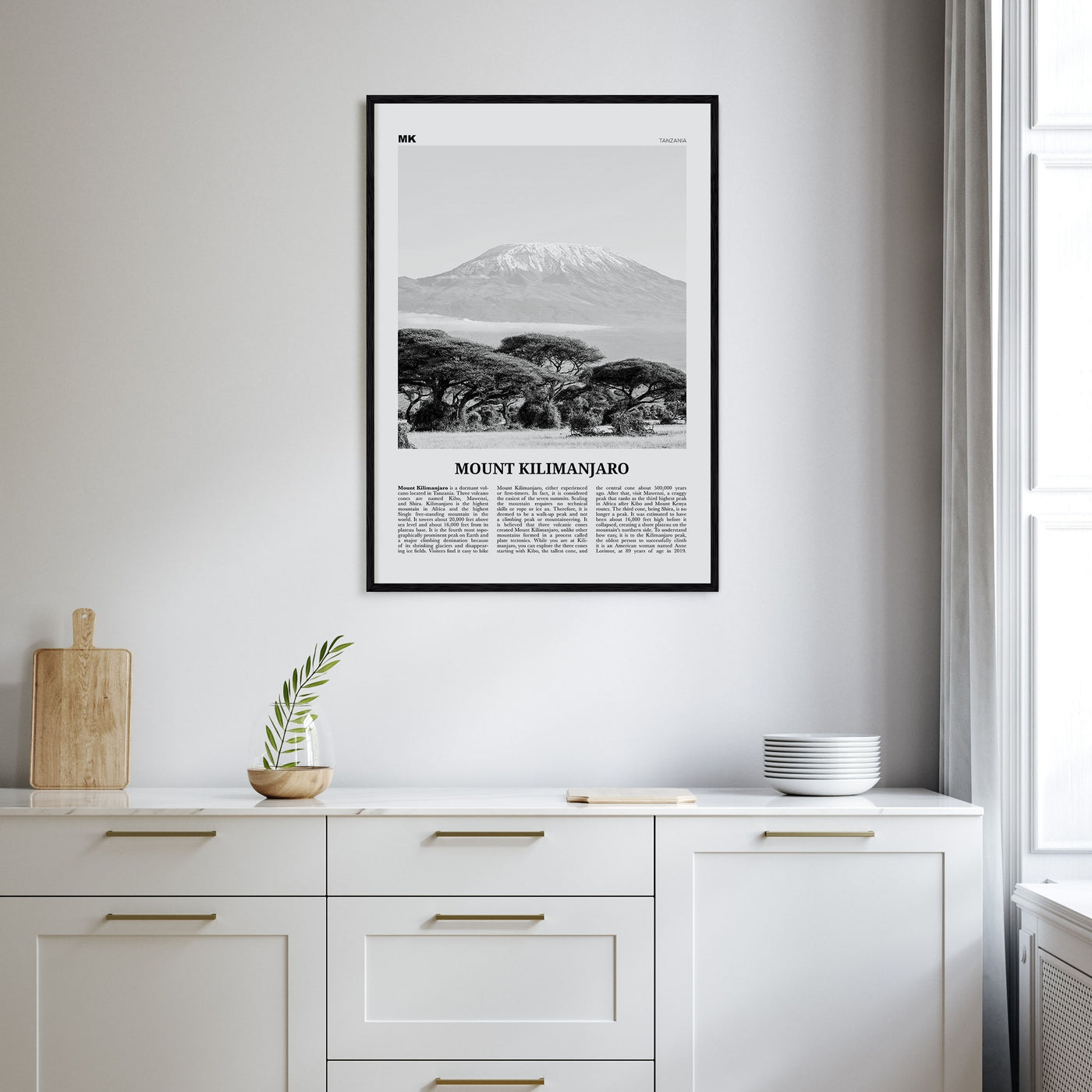 Mount Kilimanjaro Travel B&W Poster