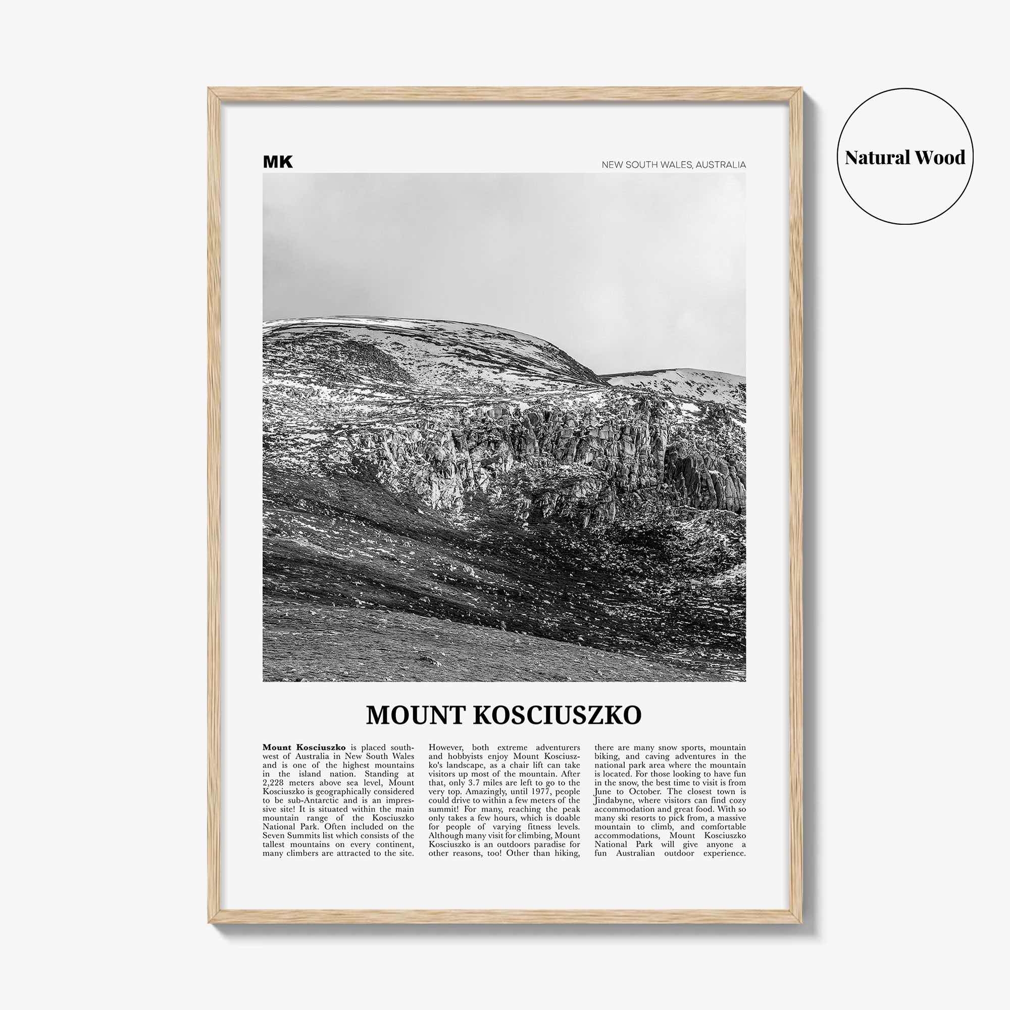 Mount Kosciuszko Print Black and White, Mount Kosciuszko Wall Art, Mount Kosciuszko Poster, Mount Kosciuszko Photo, Australia