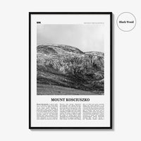 Mount Kosciuszko Print Black and White, Mount Kosciuszko Wall Art, Mount Kosciuszko Poster, Mount Kosciuszko Photo, Australia