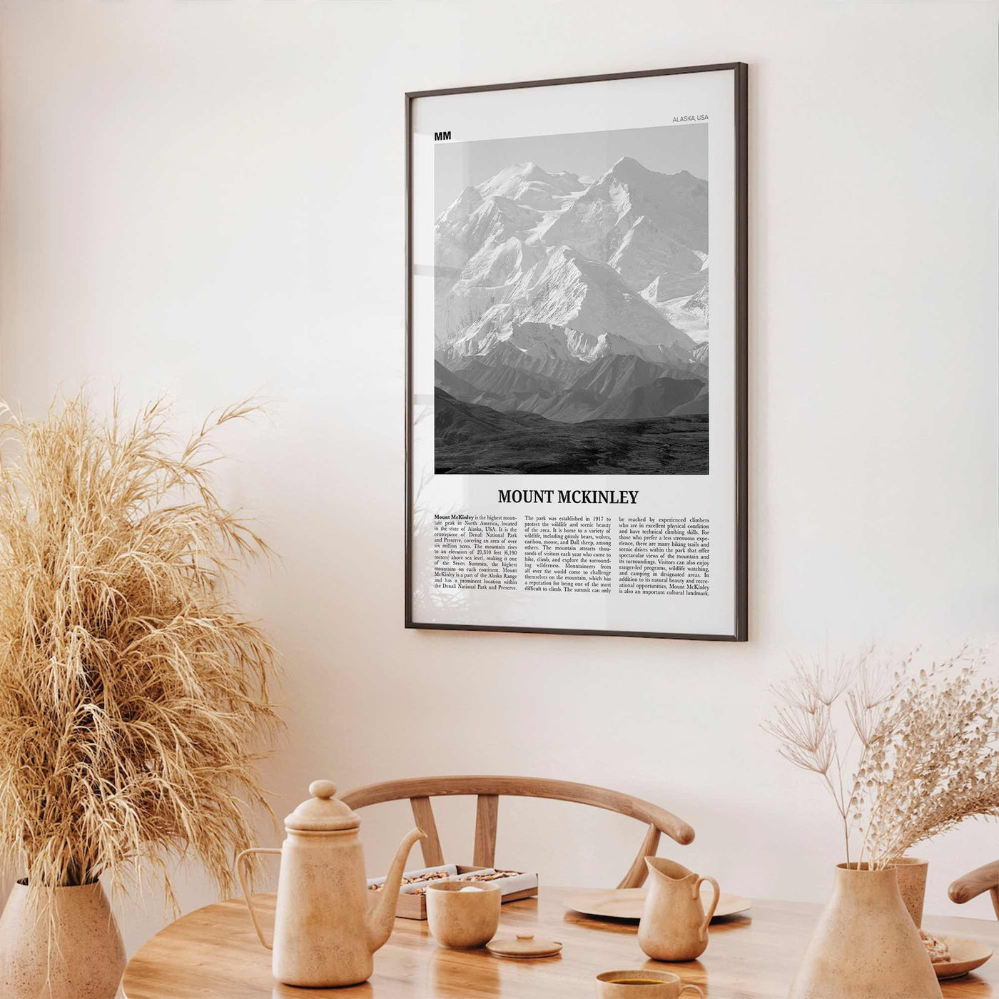 Mount Mckinley Print Black and White, Mount Mckinley Wall Art, Mount Mckinley Poster, Mount Mckinley Photo, Mckinley Wall Décor, Mount Map