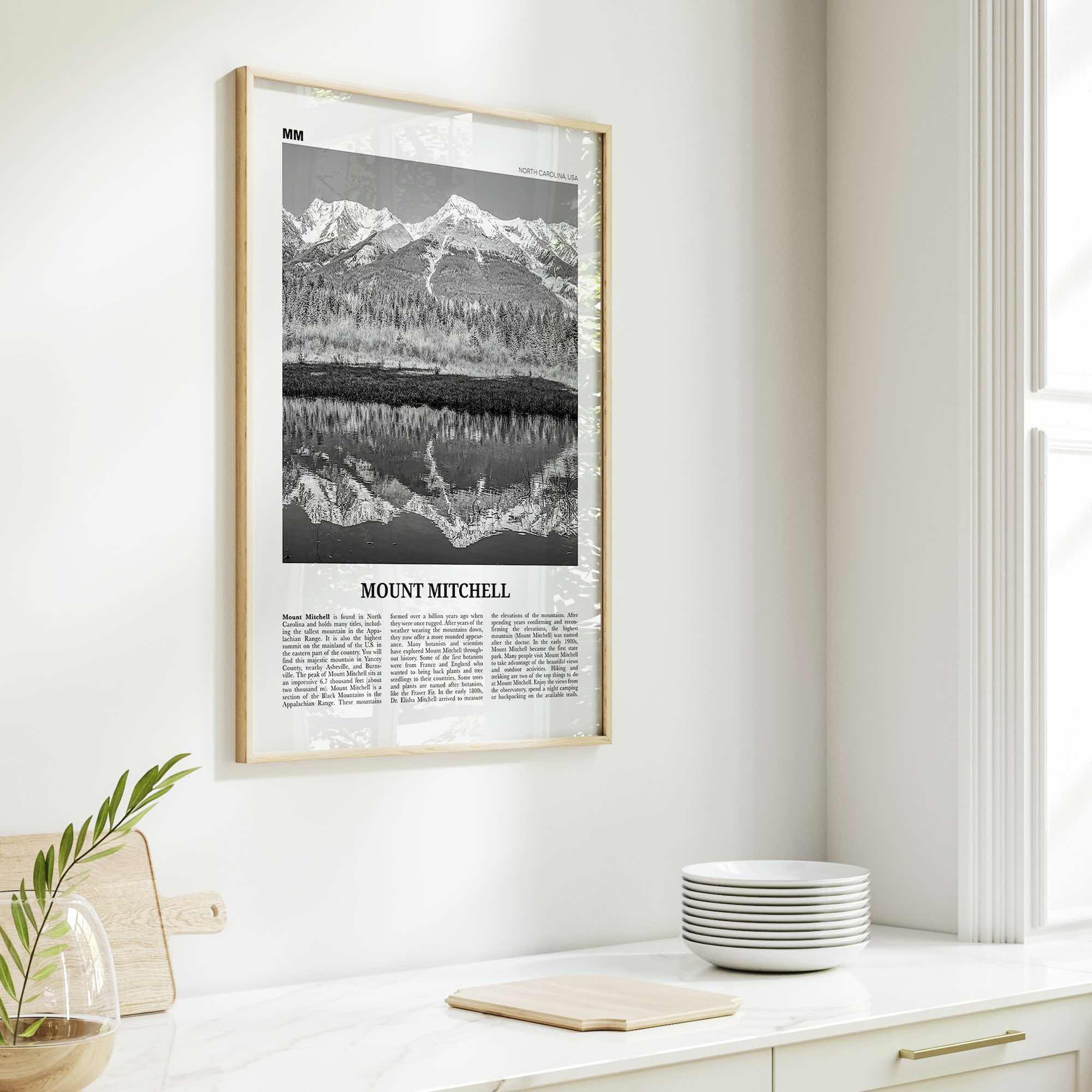 Mount Mitchell Print Black and White, Mount Mitchell Wall Art, Mount Mitchell Poster, Mount Mitchell Photo, North Carolina, USA