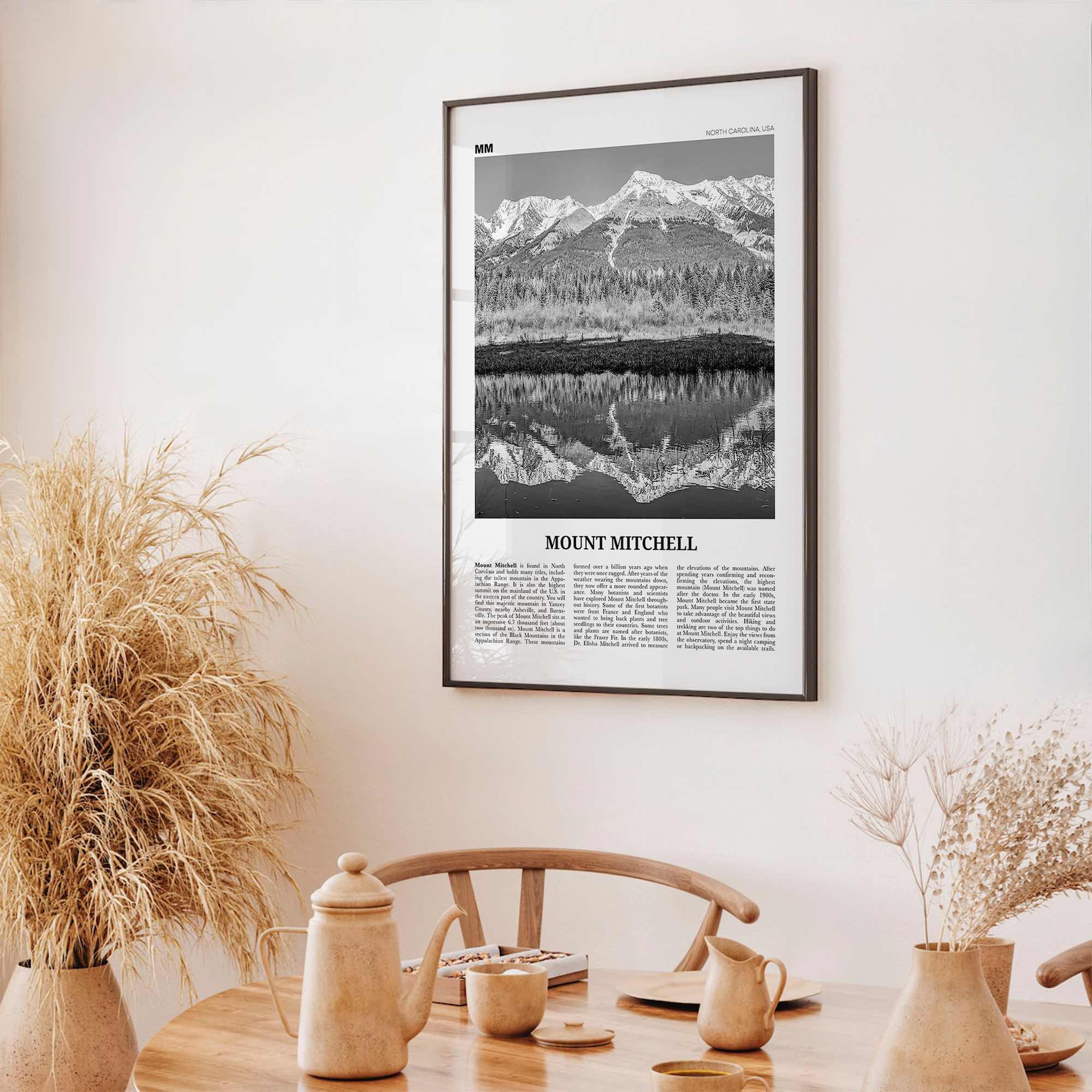 Mount Mitchell Print Black and White, Mount Mitchell Wall Art, Mount Mitchell Poster, Mount Mitchell Photo, North Carolina, USA