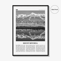 Mount Mitchell Print Black and White, Mount Mitchell Wall Art, Mount Mitchell Poster, Mount Mitchell Photo, North Carolina, USA