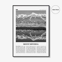Mount Mitchell Print Black and White, Mount Mitchell Wall Art, Mount Mitchell Poster, Mount Mitchell Photo, North Carolina, USA