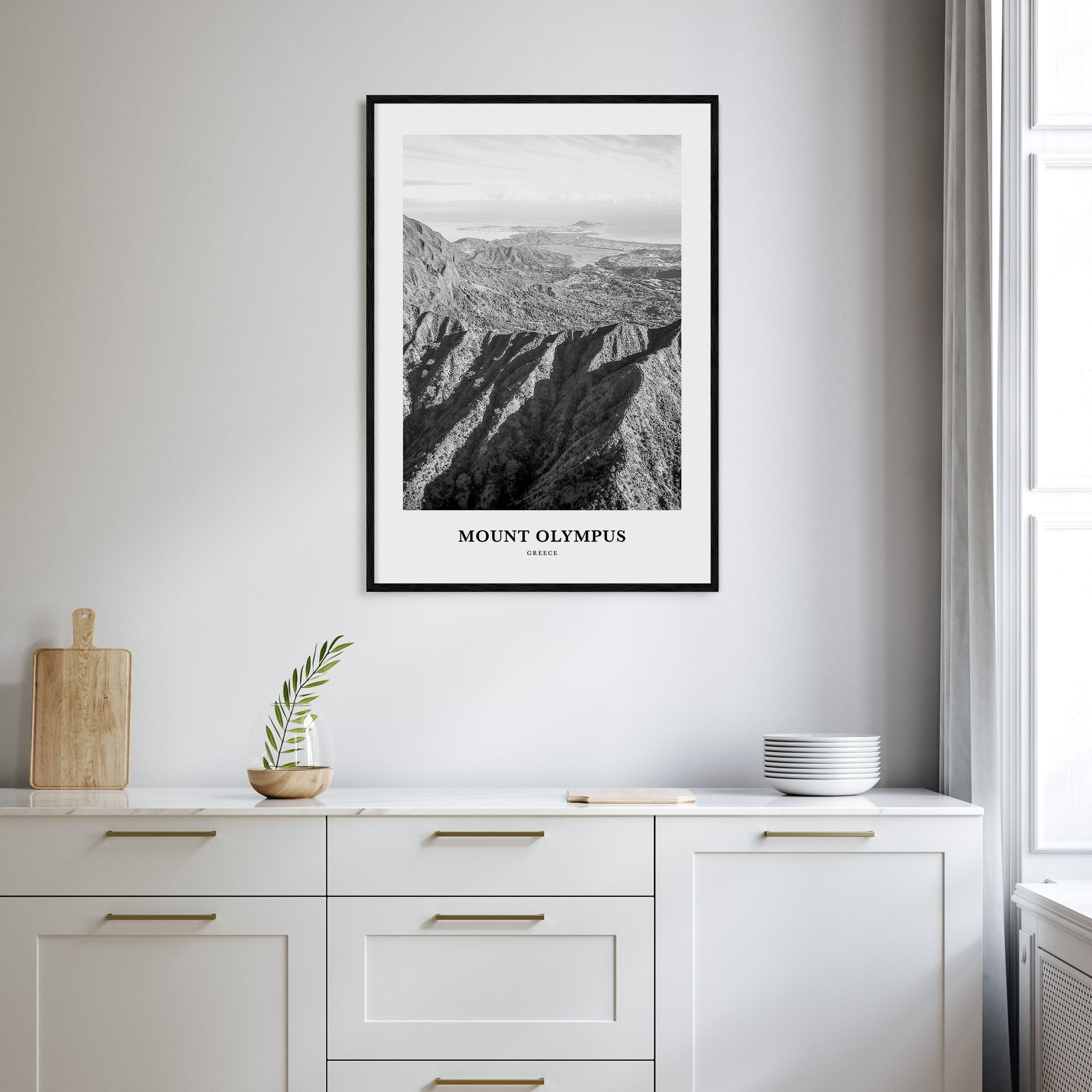 Mount Olympus Portrait B&W Poster