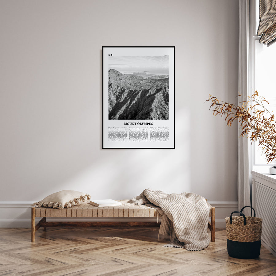 Mount Olympus Travel B&W Poster