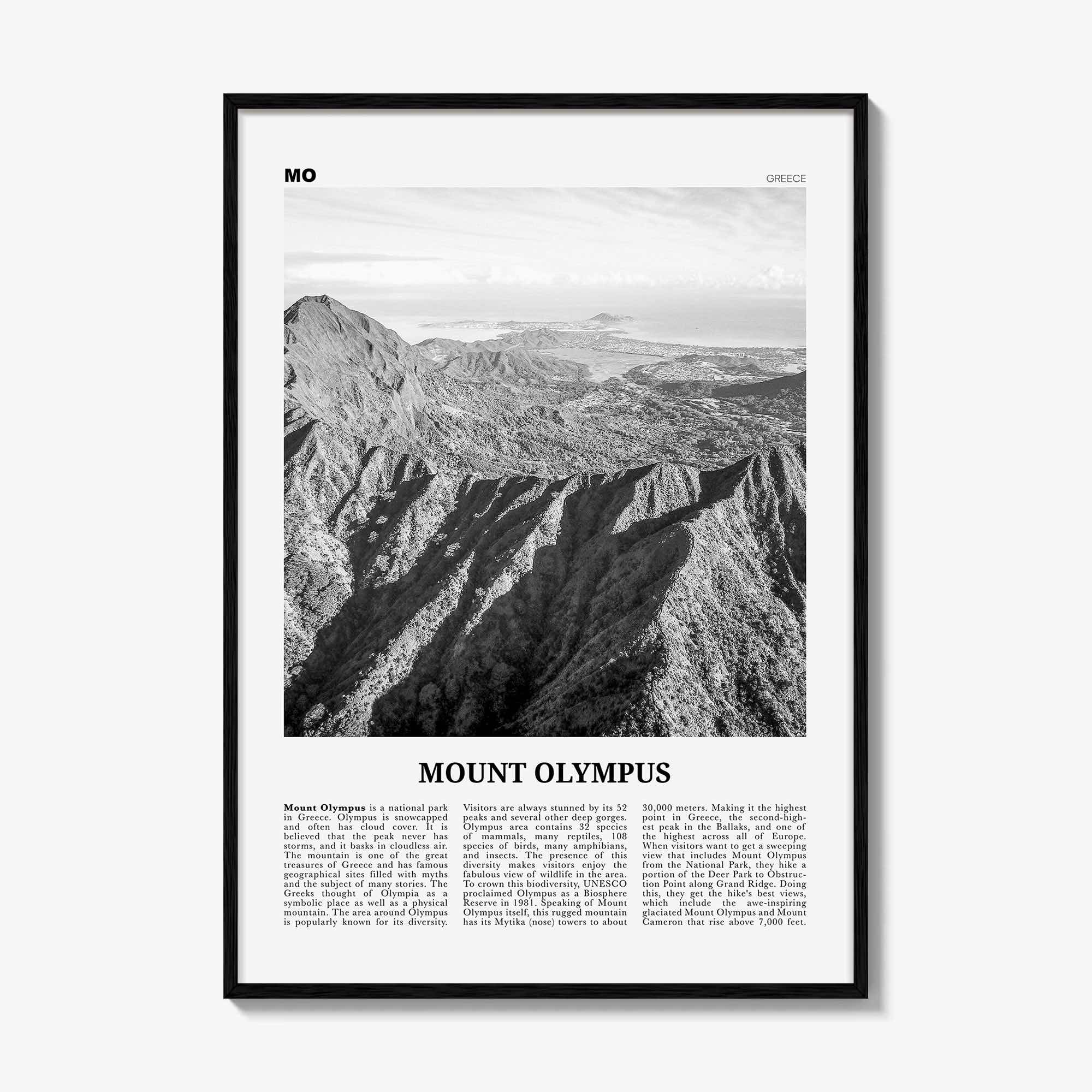 Mount Olympus Print Black and White, Mount Olympus Wall Art, Mount Olympus Poster, Mount Olympus Photo, Greece