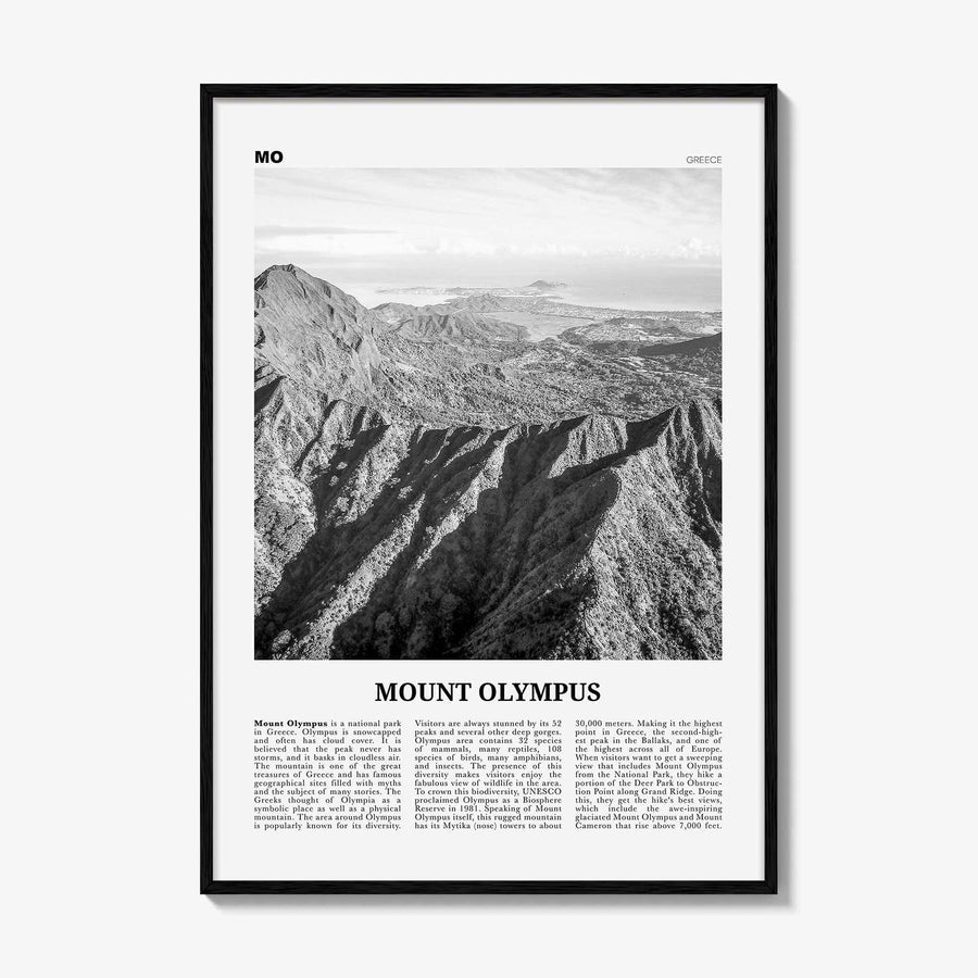 Mount Olympus Print Black and White, Mount Olympus Wall Art, Mount Olympus Poster, Mount Olympus Photo, Greece