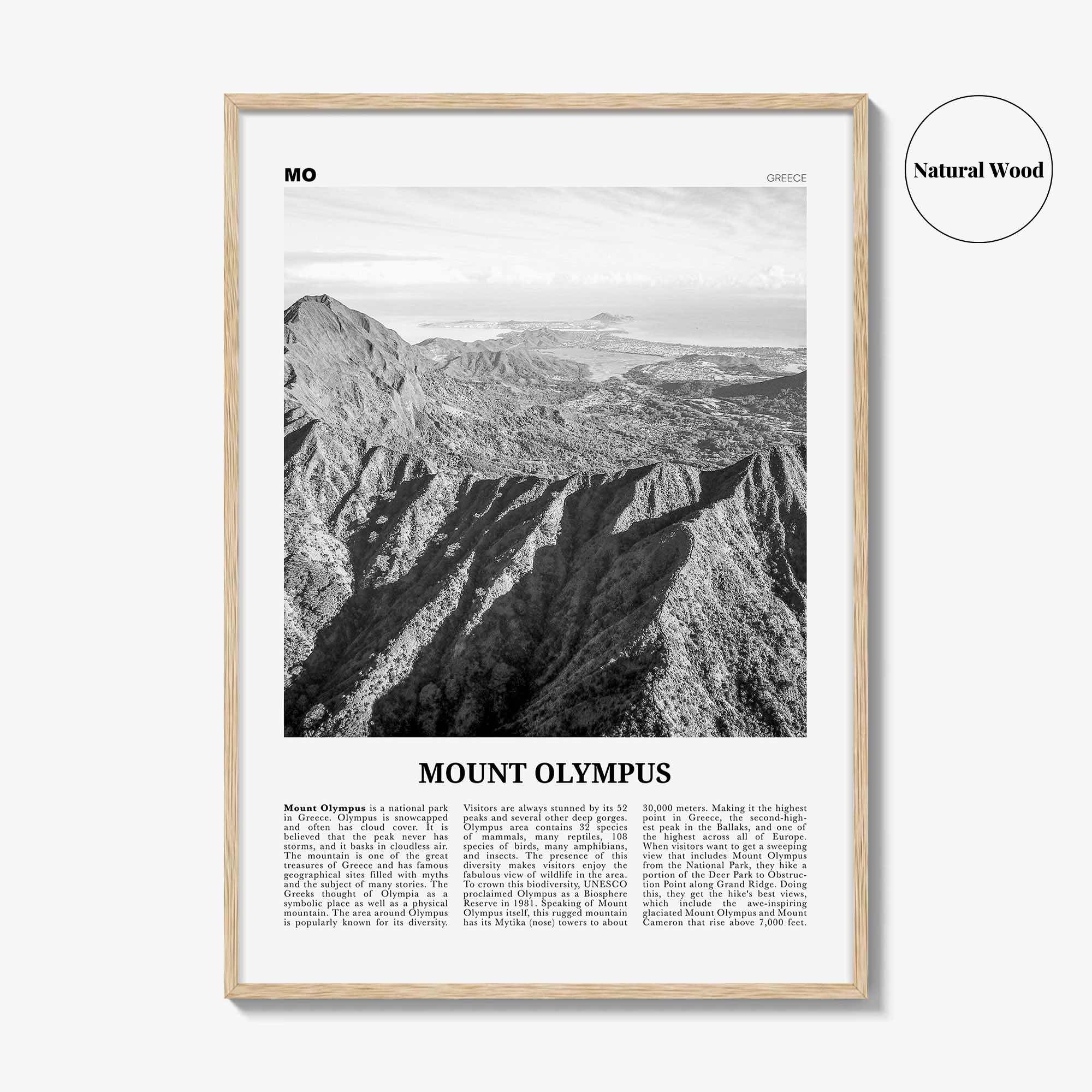 Mount Olympus Print Black and White, Mount Olympus Wall Art, Mount Olympus Poster, Mount Olympus Photo, Greece