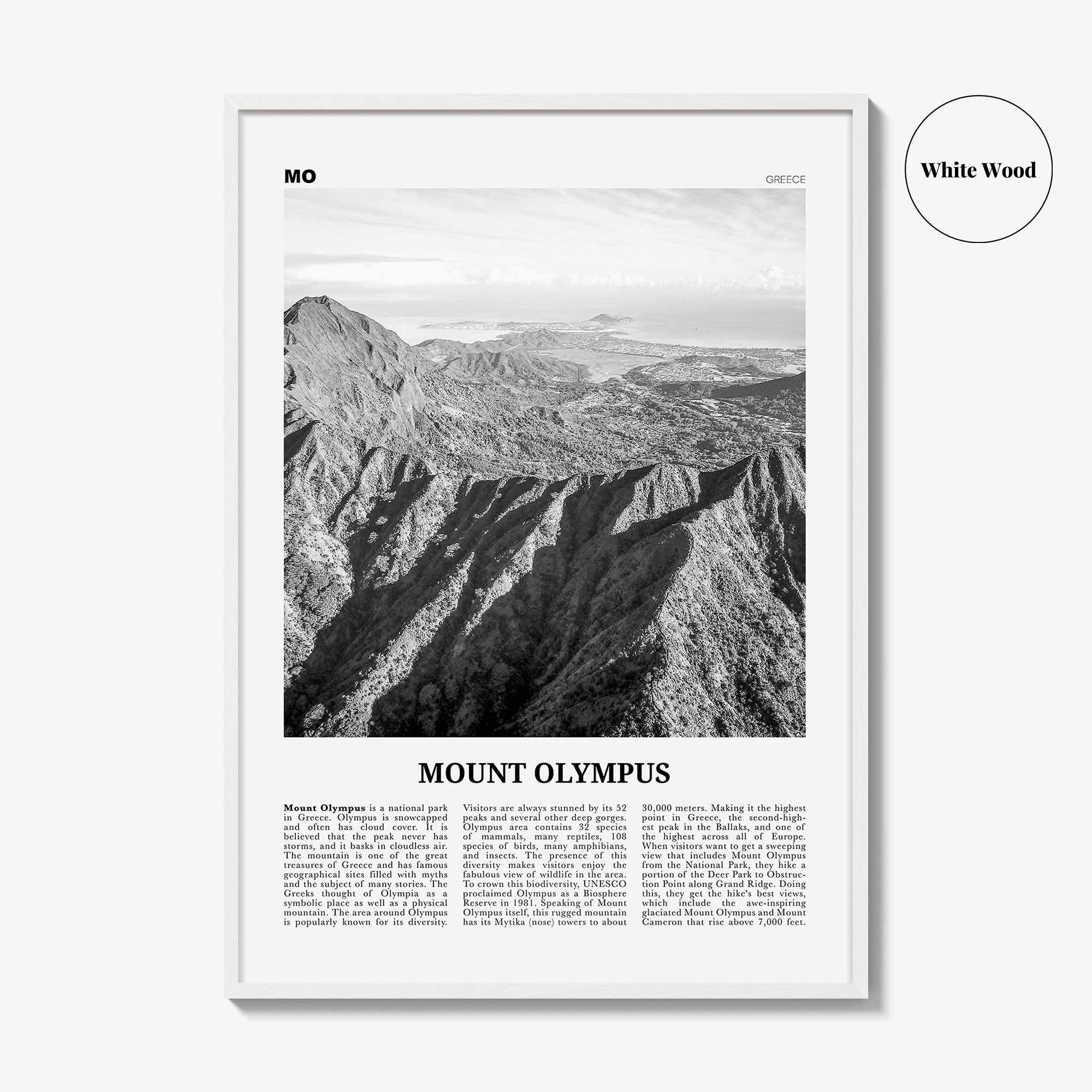 Mount Olympus Print Black and White, Mount Olympus Wall Art, Mount Olympus Poster, Mount Olympus Photo, Greece