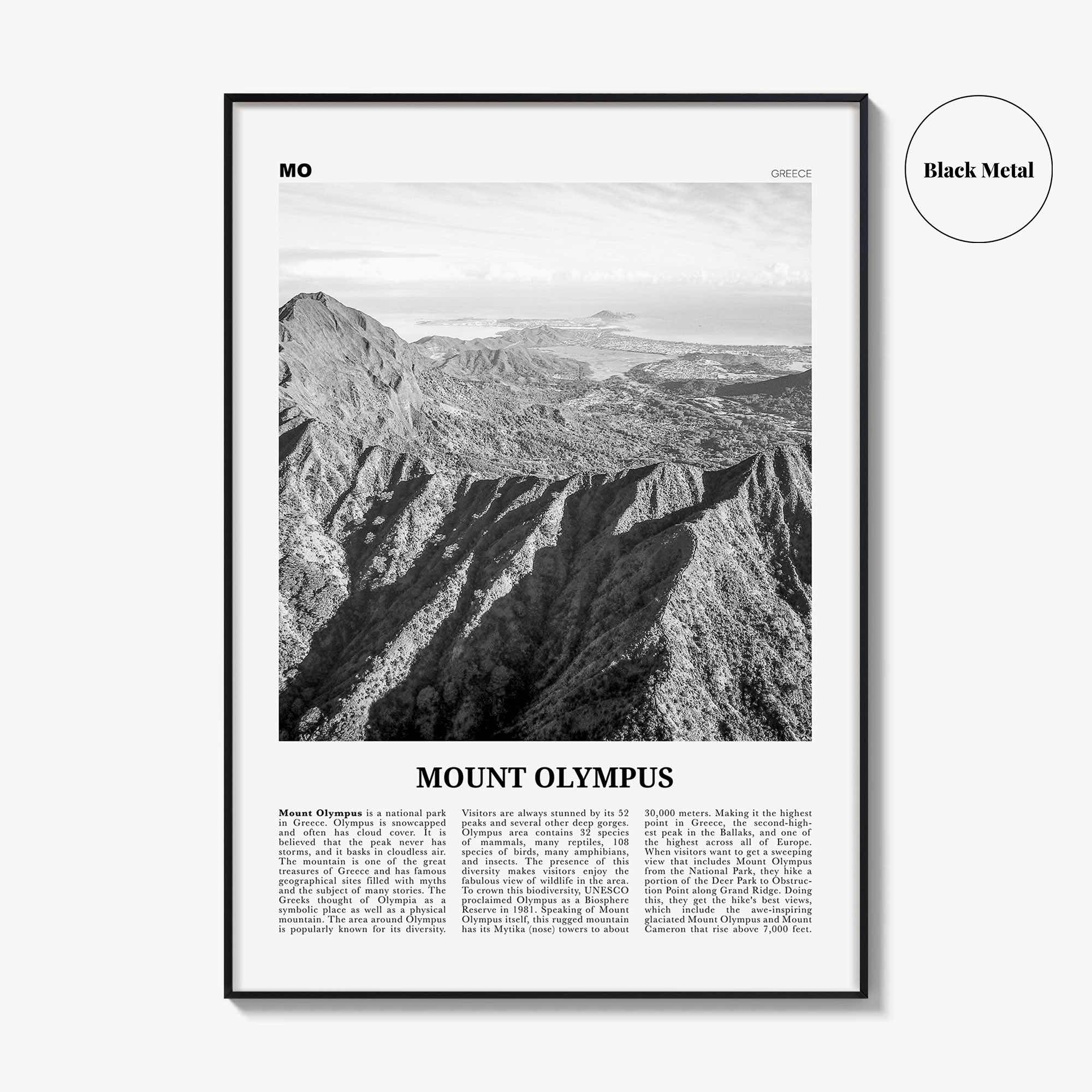 Mount Olympus Print Black and White, Mount Olympus Wall Art, Mount Olympus Poster, Mount Olympus Photo, Greece