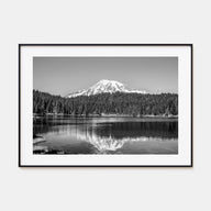 Mount Rainier Landscape B&W Poster
