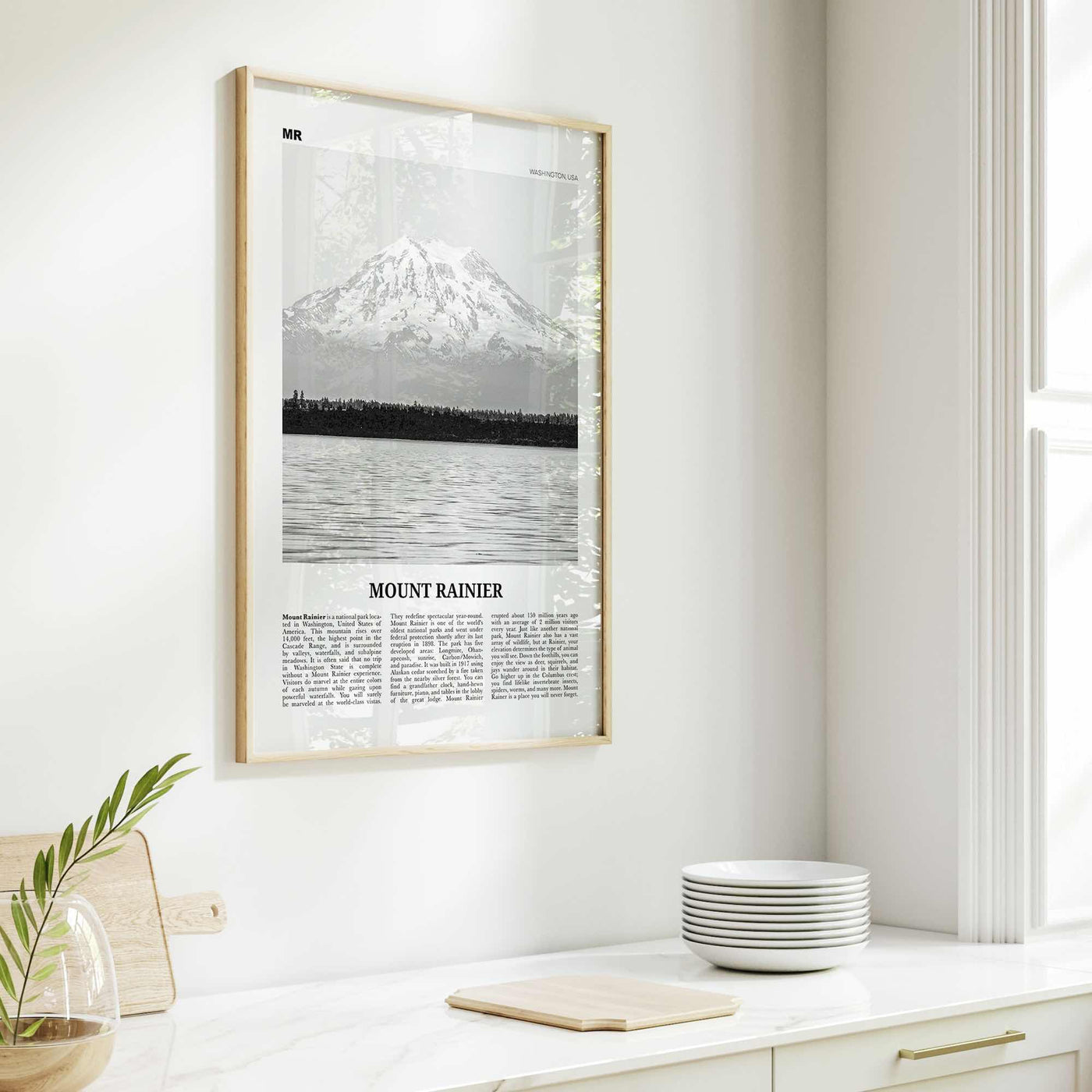 Mount Rainier Print Black and White, Mount Rainier Wall Art, Mount Rainier Poster, Mount Rainier Photo, Washington, USA, United States
