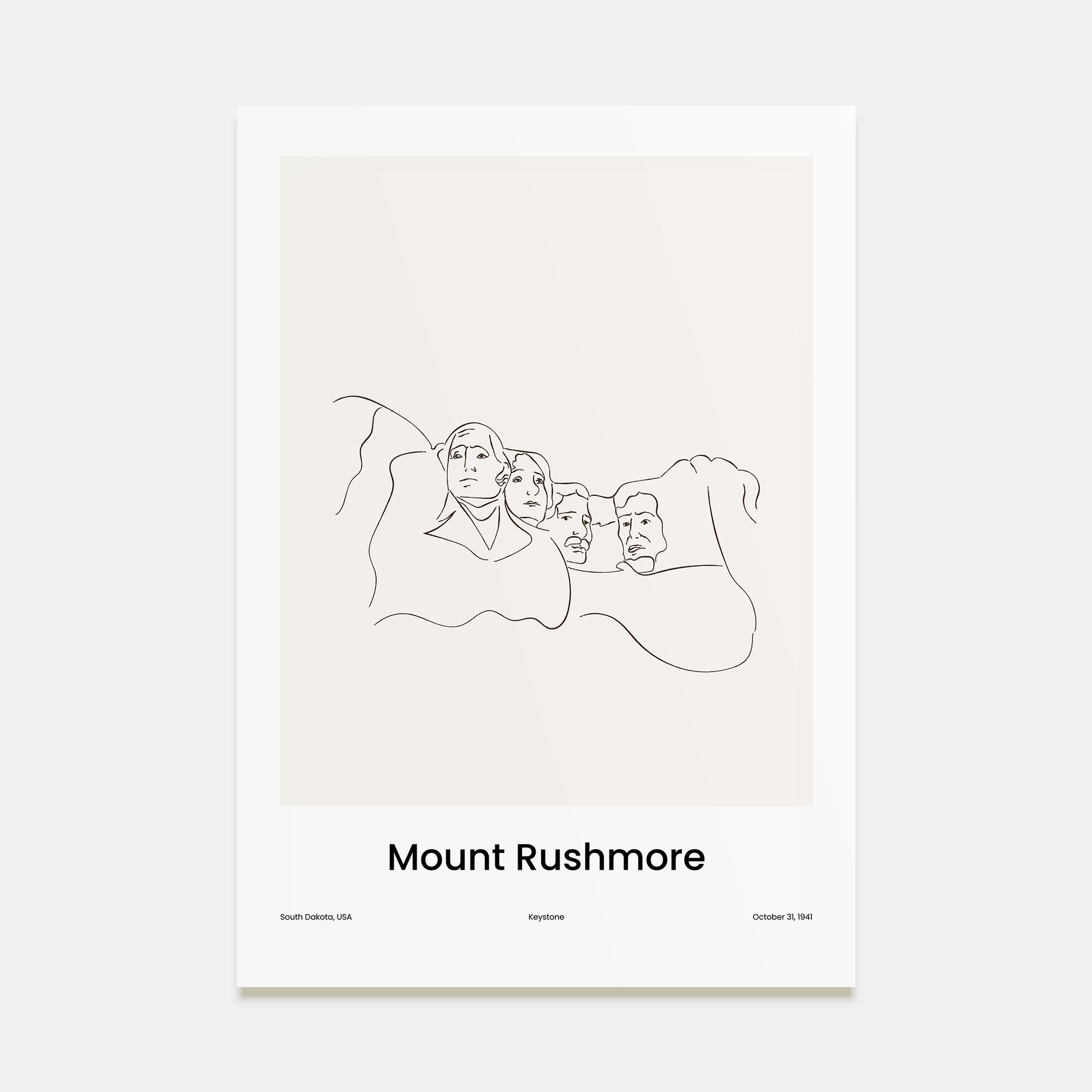 Mount Rushmore Drawn Poster