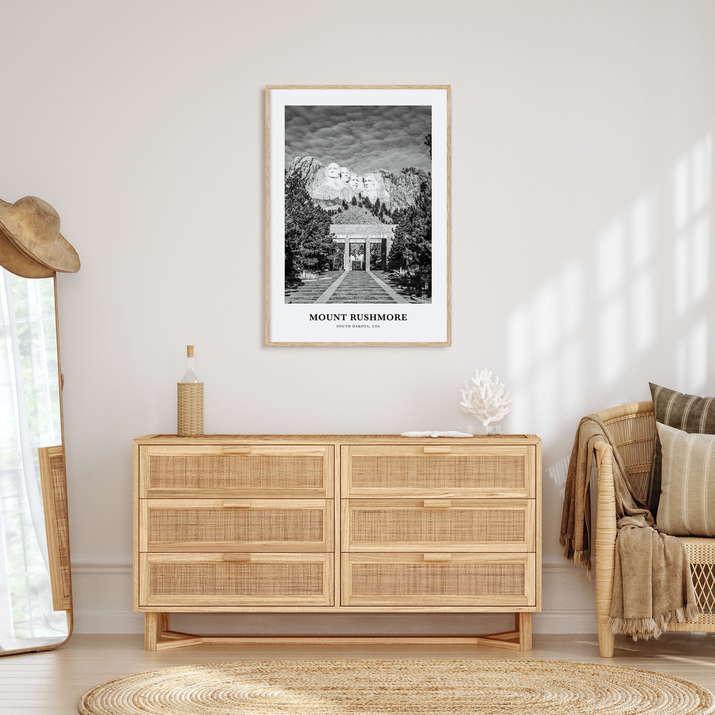 Mount Rushmore Portrait B&W Poster
