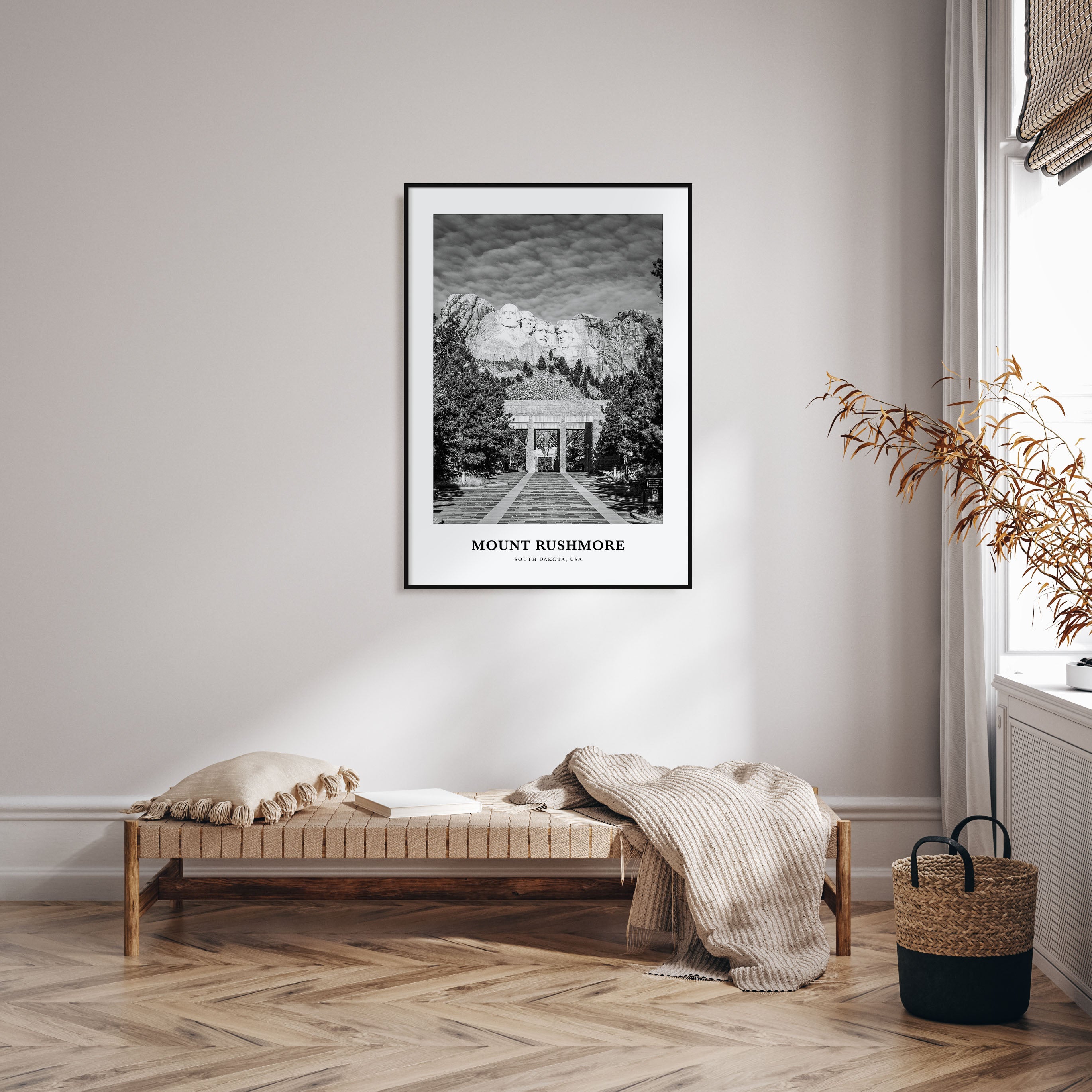 Mount Rushmore Portrait B&W Poster