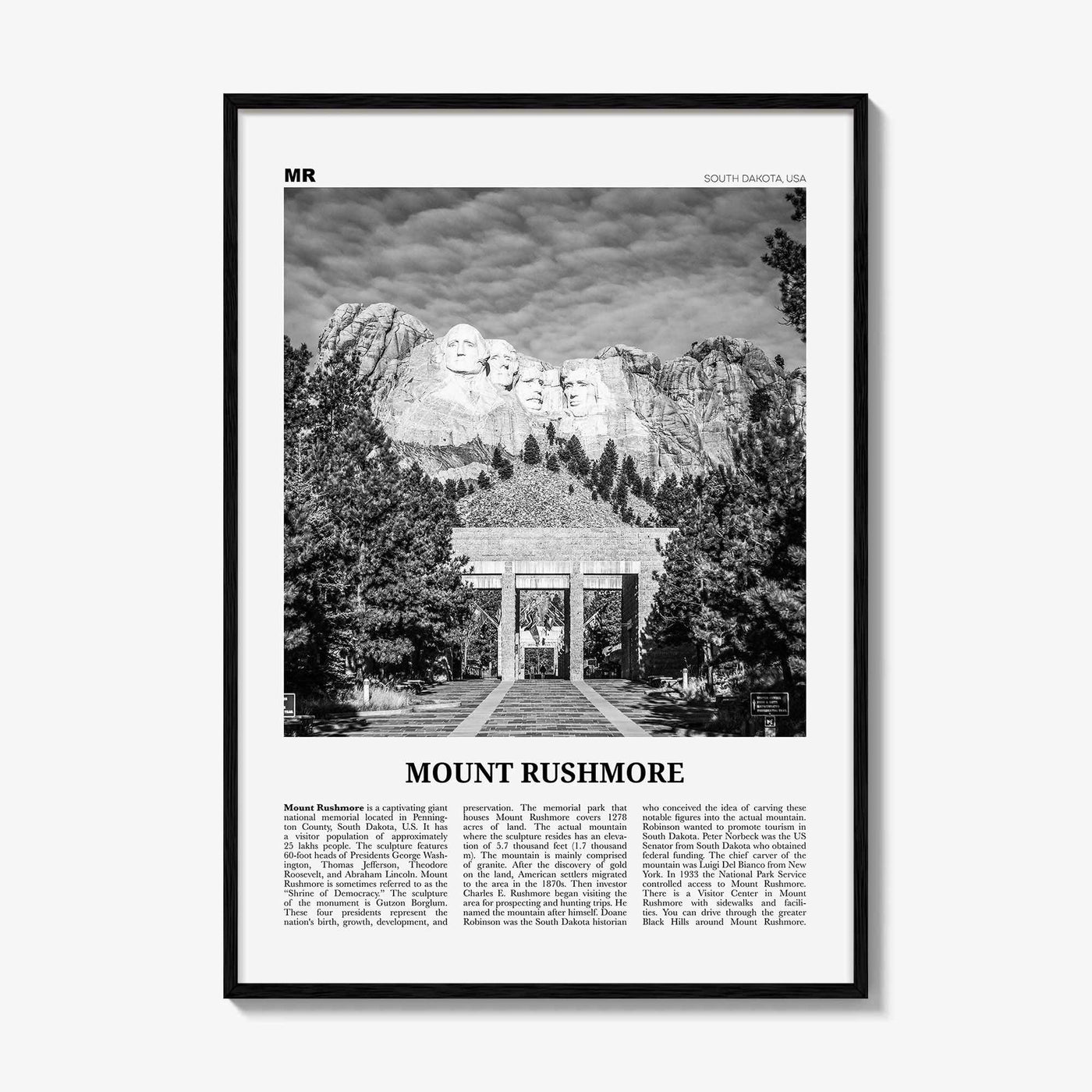 Mount Rushmore Print Black and White, Mount Rushmore Wall Art, Mount Rushmore Poster, Mount Rushmore Photo, Rushmore Décor, South Dakota