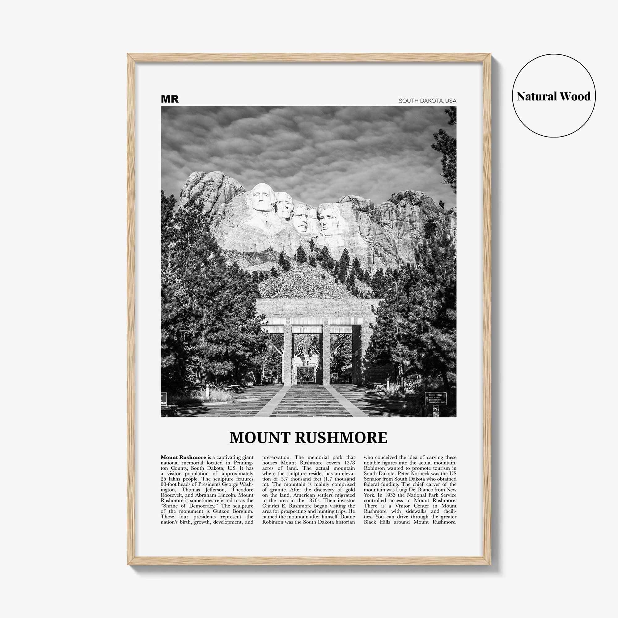 Mount Rushmore Print Black and White, Mount Rushmore Wall Art, Mount Rushmore Poster, Mount Rushmore Photo, Rushmore Décor, South Dakota