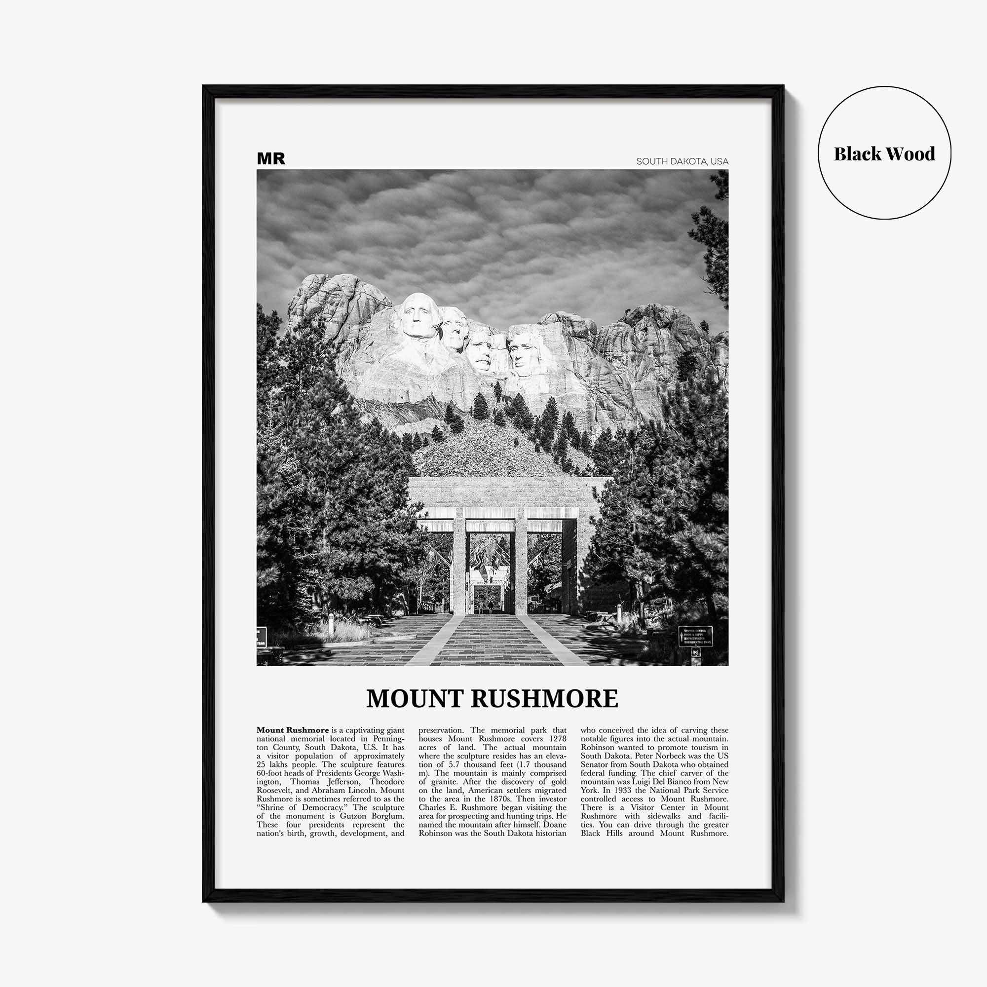 Mount Rushmore Print Black and White, Mount Rushmore Wall Art, Mount Rushmore Poster, Mount Rushmore Photo, Rushmore Décor, South Dakota