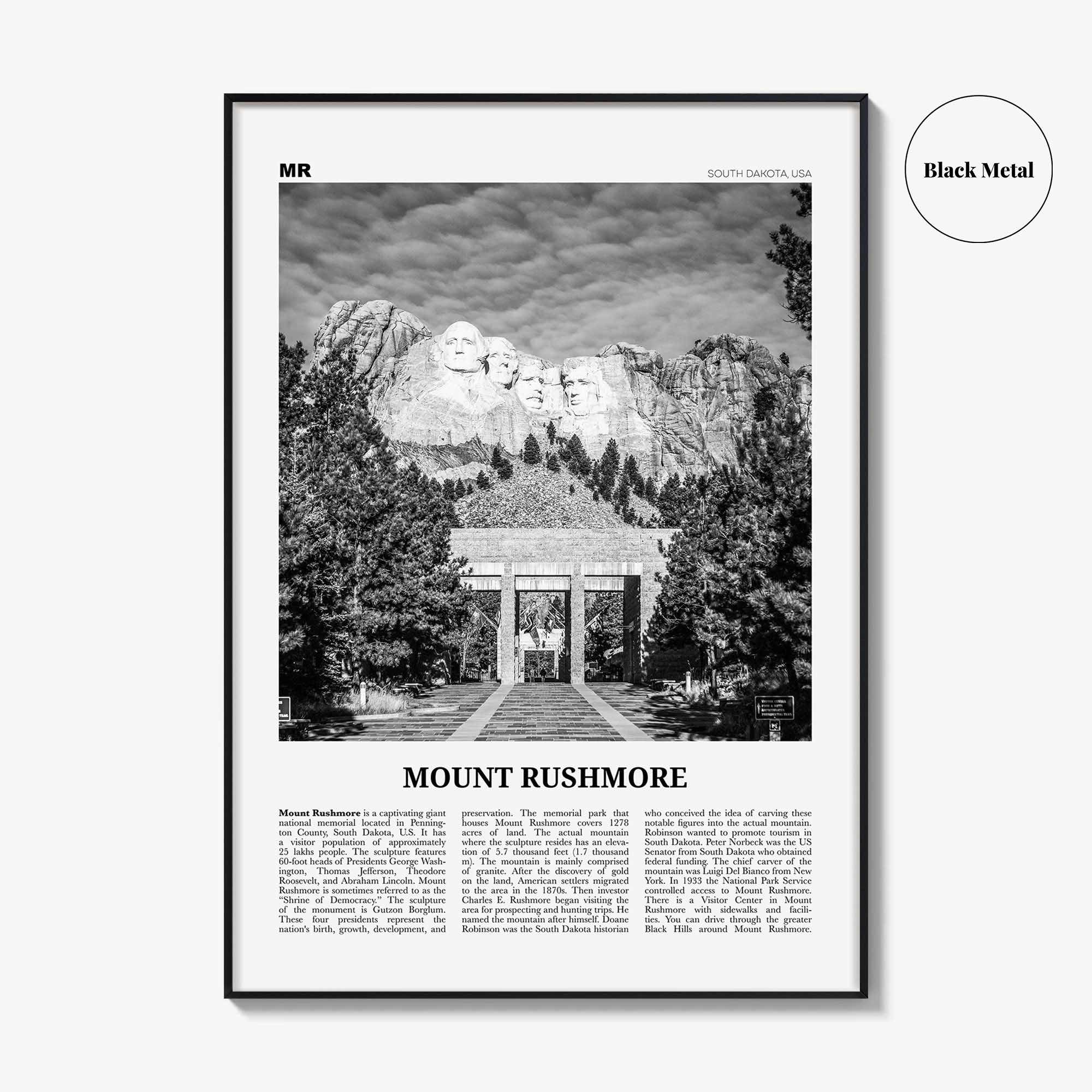 Mount Rushmore Print Black and White, Mount Rushmore Wall Art, Mount Rushmore Poster, Mount Rushmore Photo, Rushmore Décor, South Dakota