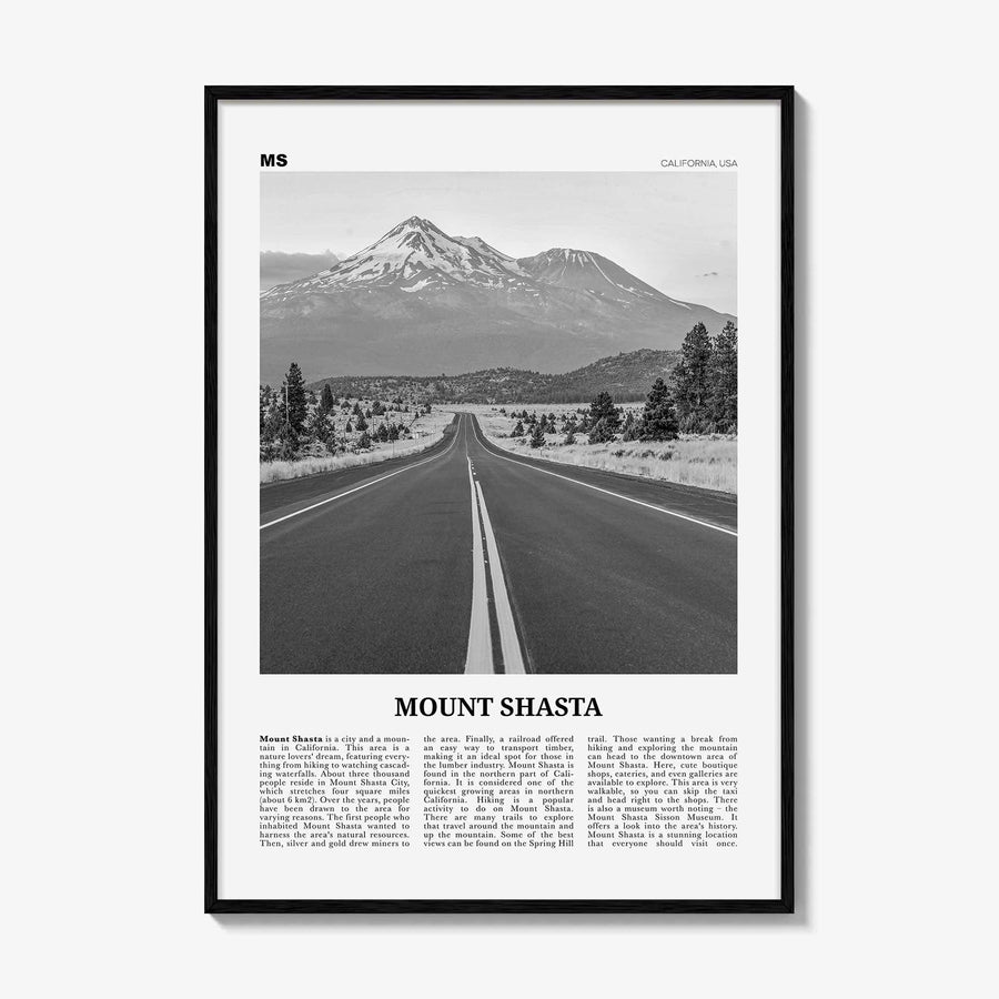Mount Shasta Print Black and White, Mount Shasta Wall Art, Mount Shasta Poster, Mount Shasta Photo, Mount Shasta Décor, California, USA