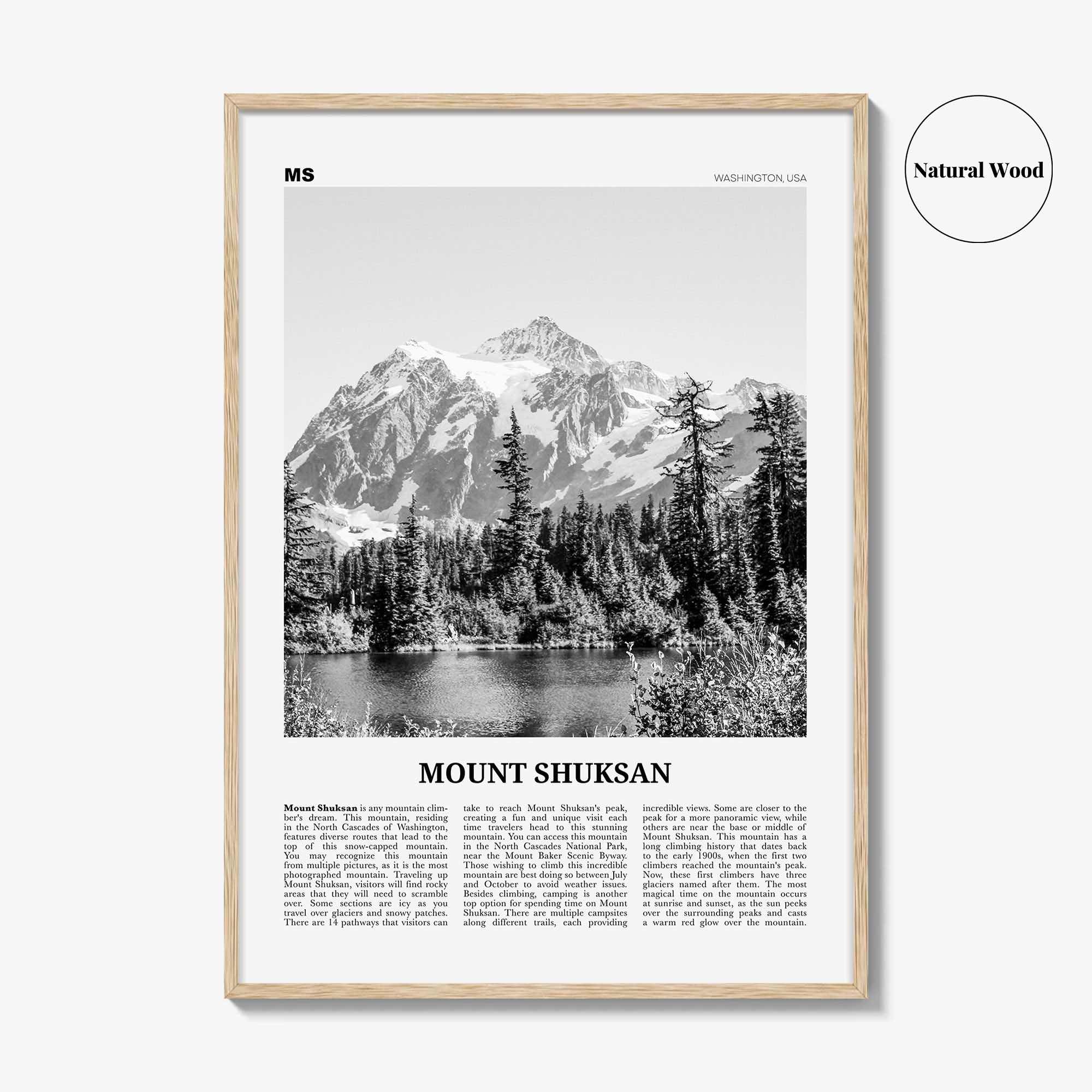 Mount Shuksan Print Black and White, Mt Shuksan  Wall Art, Mount Shuksan Poster,  Mount Shuksan Photo, Mount Shuksan Wall Décor, Washington
