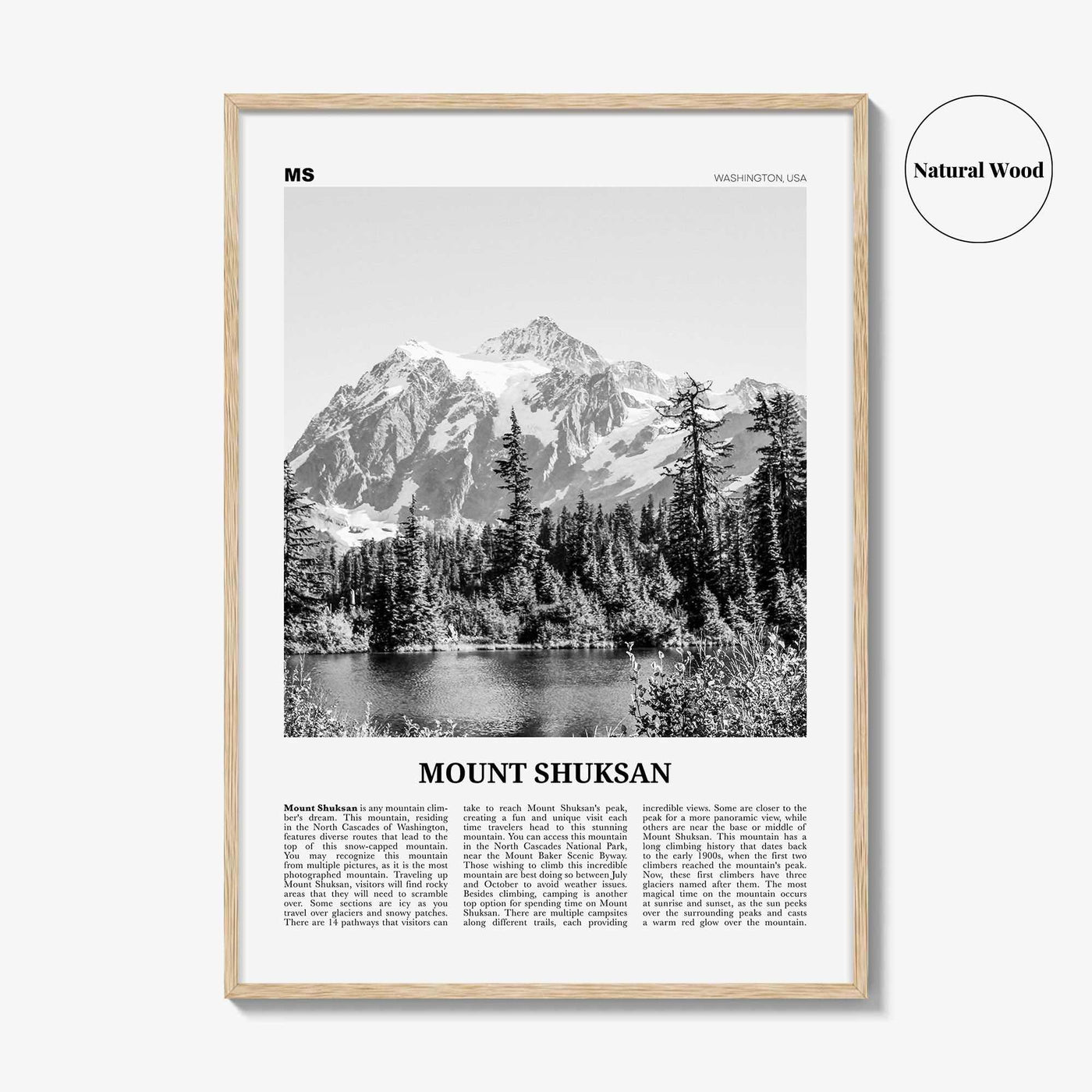 Mount Shuksan Print Black and White, Mt Shuksan  Wall Art, Mount Shuksan Poster,  Mount Shuksan Photo, Mount Shuksan Wall Décor, Washington