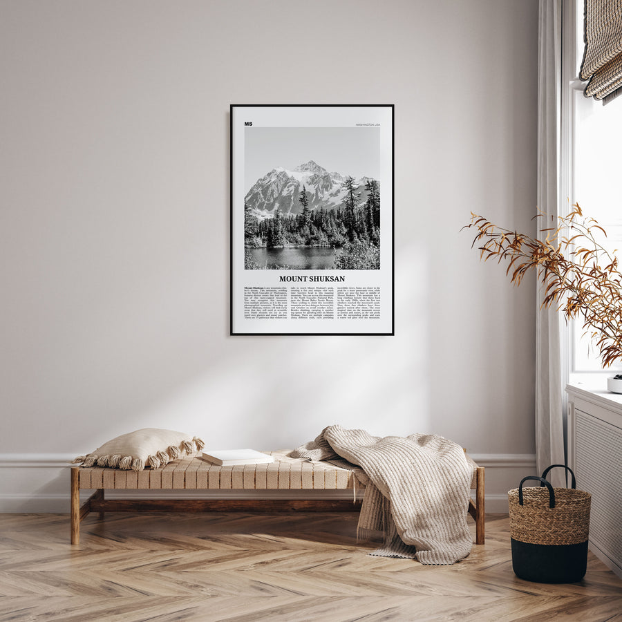 Mount Shuksan Travel B&W Poster