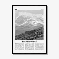 Mount Snowdon Print Black and White, Mount Snowdon Wall Art, Mount Snowdon Poster, Mount Snowdon Photo, Wall Décor, Mount Snowdon Map